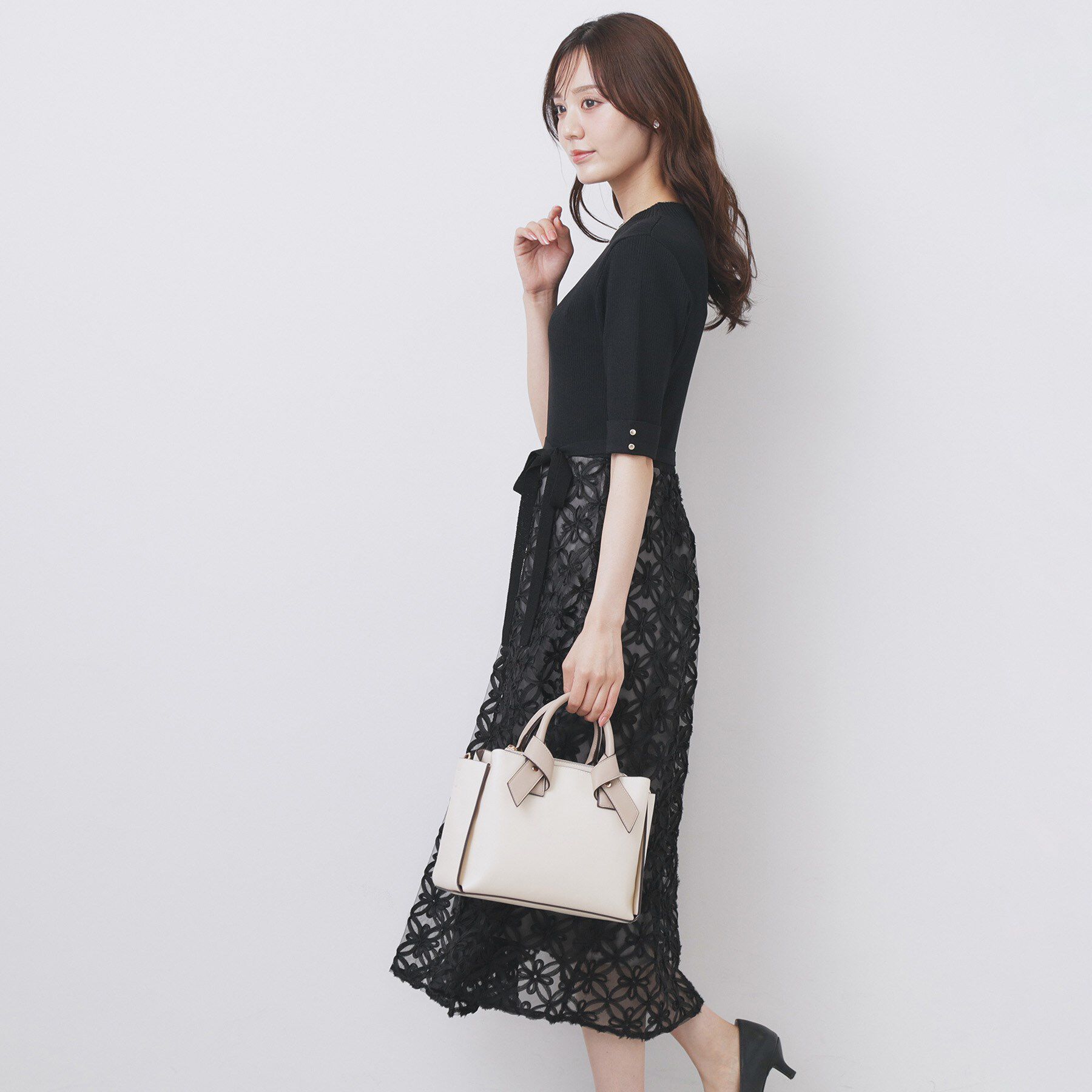 index「フラワーレースドッキングワンピース【洗える/抗ピル】」|ワンピース|