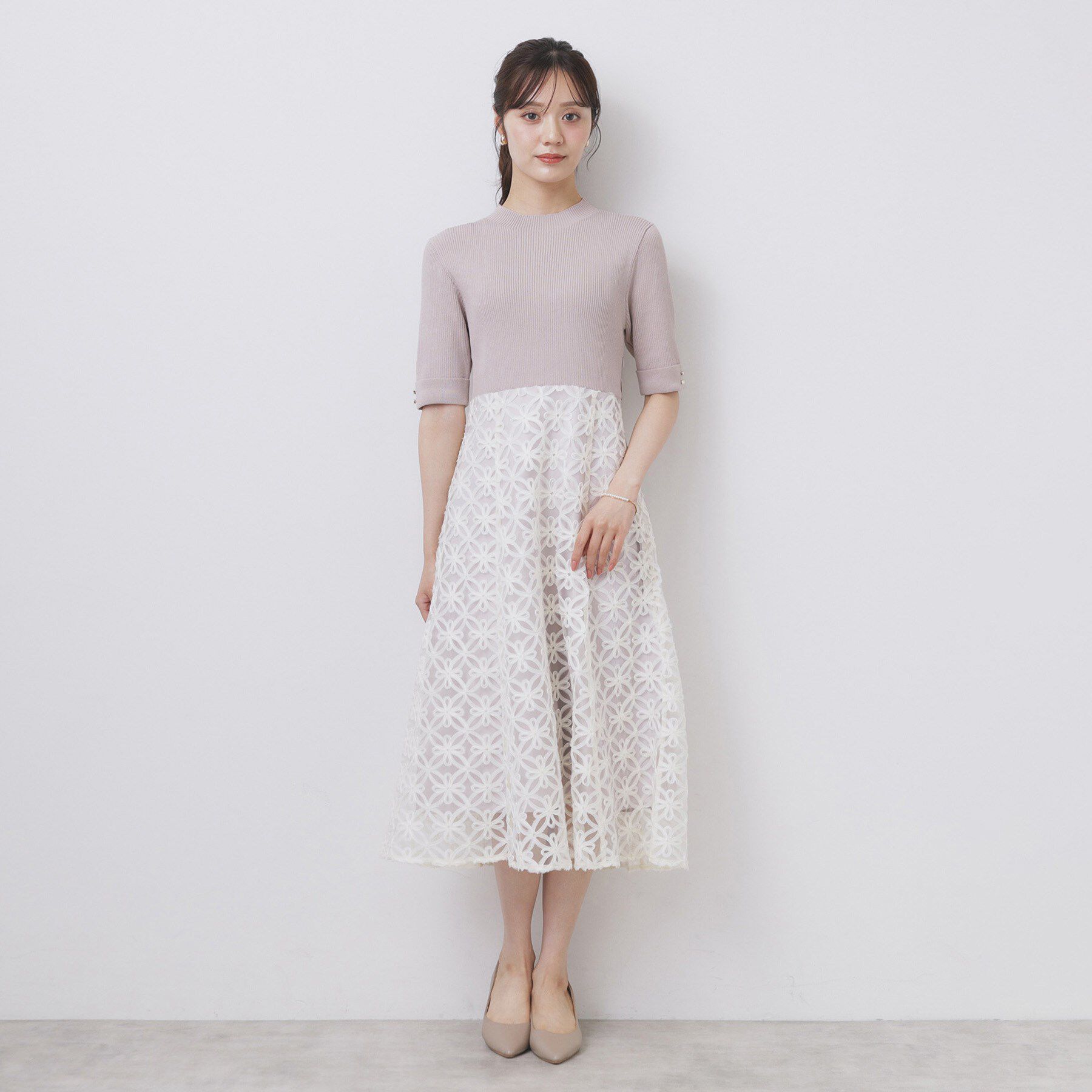 index「フラワーレースドッキングワンピース【洗える/抗ピル】」|ワンピース|