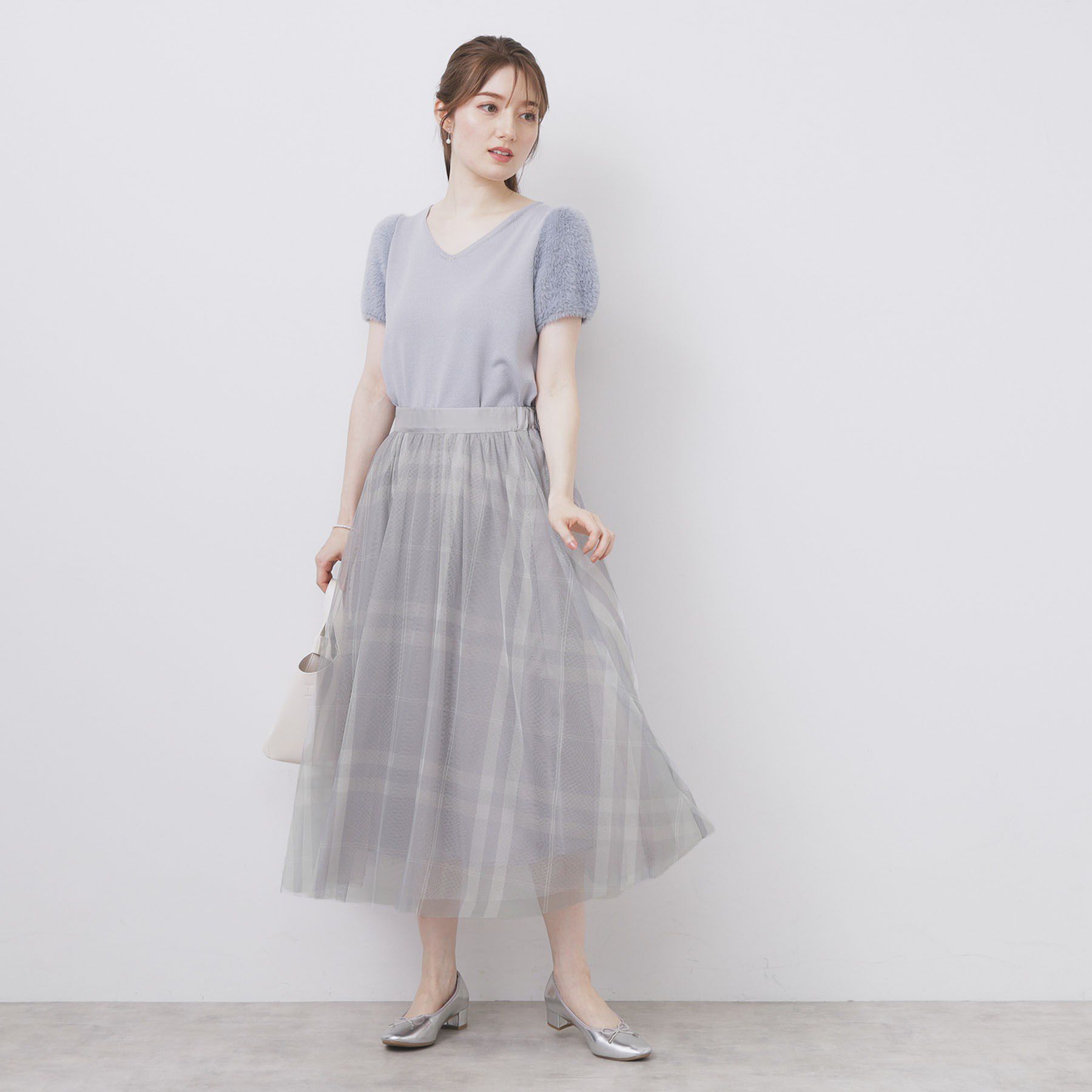 index「チュールラメチェックフレアスカート【洗濯機洗い可/防シワ】」|スカート|