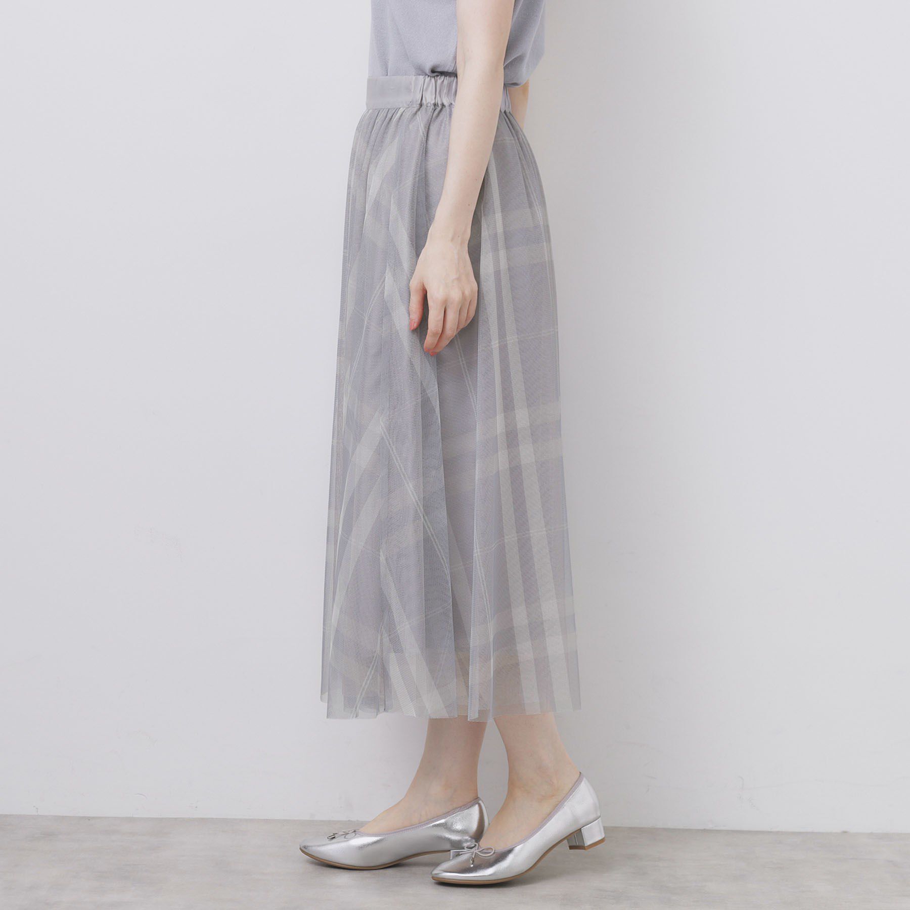 index「チュールラメチェックフレアスカート【洗濯機洗い可/防シワ】」|スカート|