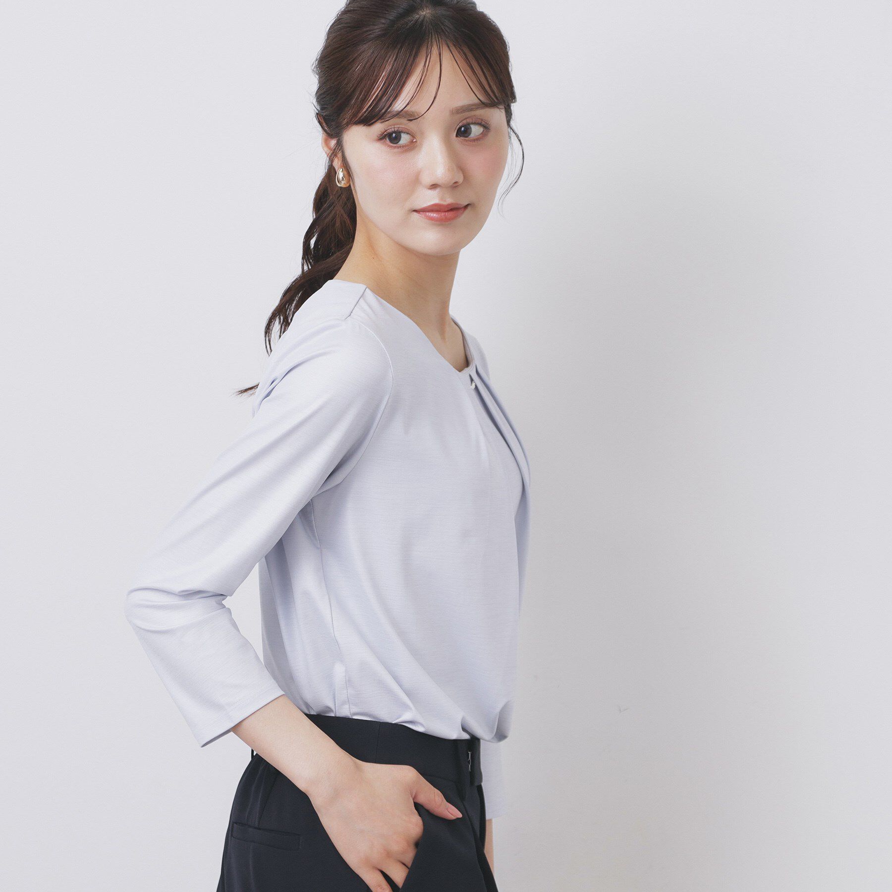 index「《S-3Lサイズ》タックビジュートップス【洗濯機洗い可】」|Tシャツ・カットソー|