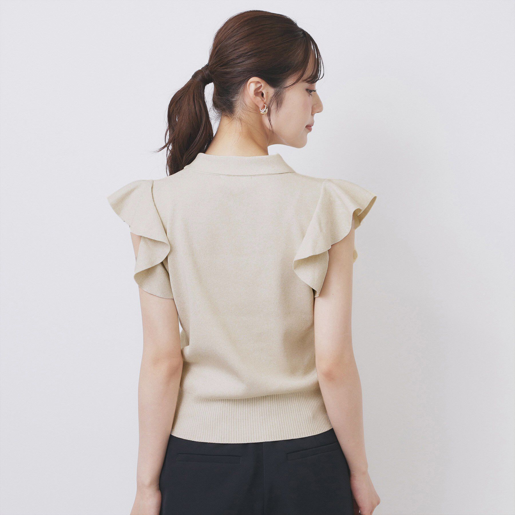 index「フレアスリーブボウタイニット【洗濯機洗い可/接触冷感/抗ピル】」|ニット・セーター|