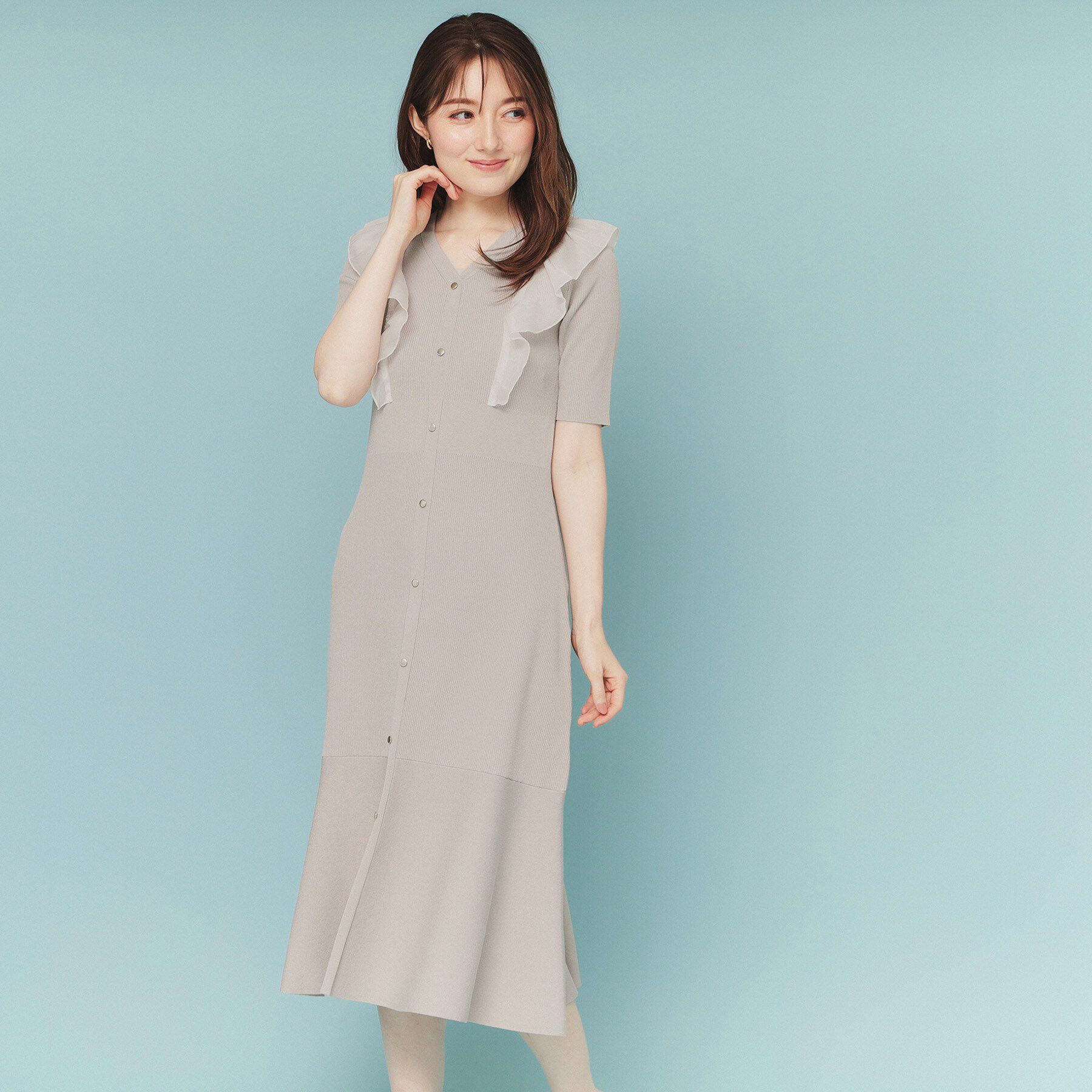 index「フリルドッキングニットワンピース【洗濯機洗い可/抗ピル】」|ワンピース|