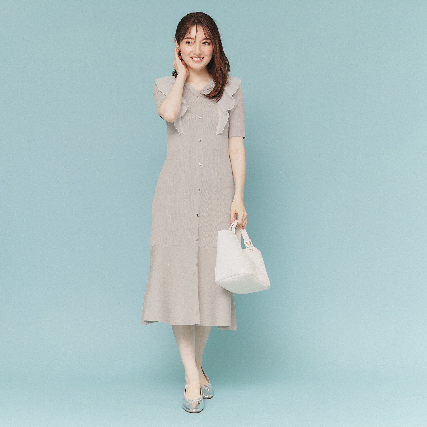 index「フリルドッキングニットワンピース【洗濯機洗い可/抗ピル】」|ワンピース|