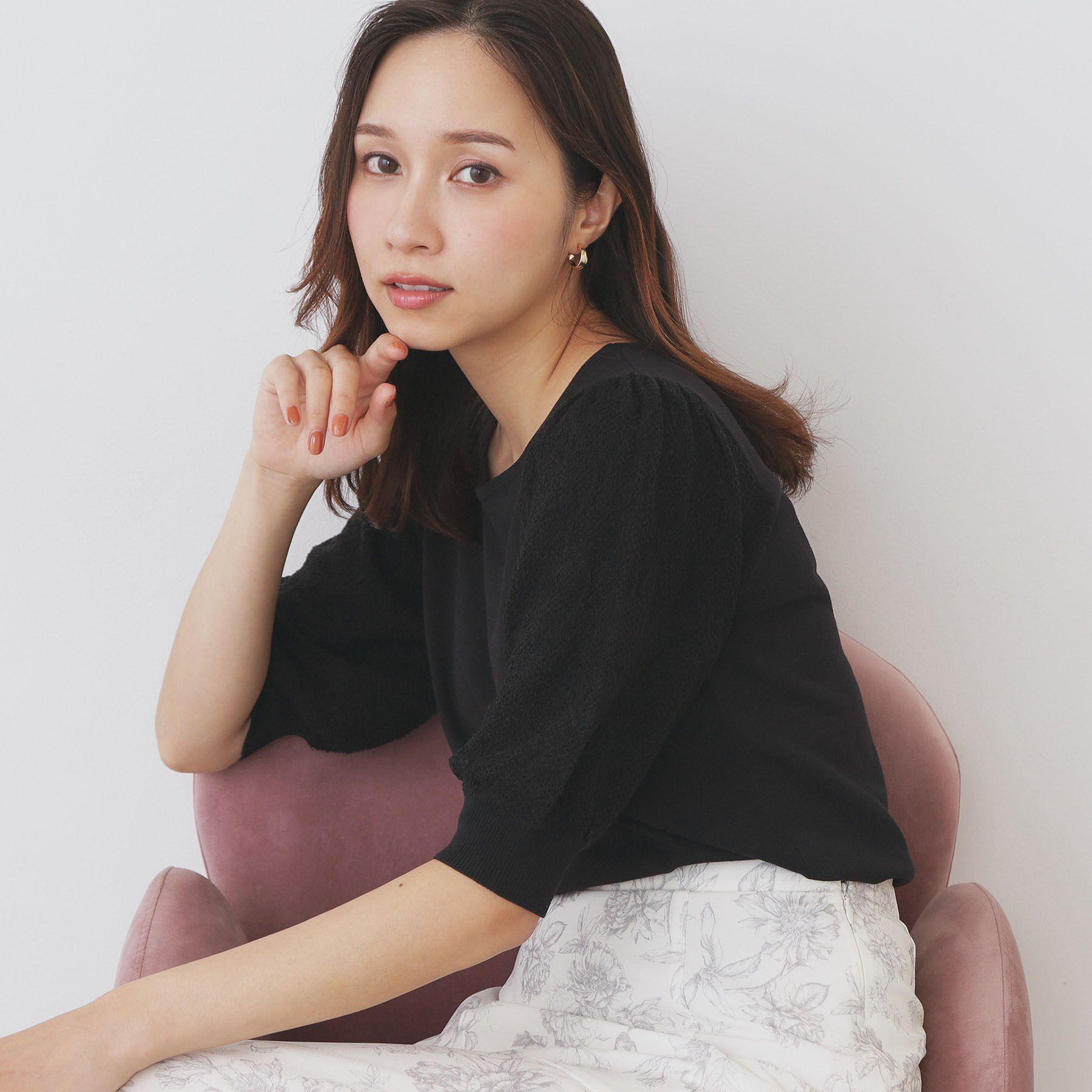 index「パフスリーブニット【洗濯機洗い可】」|ニット・セーター|ブラック(019)