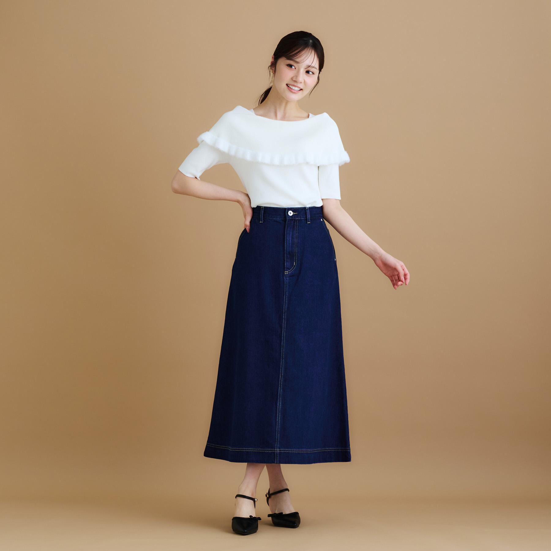 index「ファーフリルケープニット【洗濯機洗い可】」|ニット・セーター|