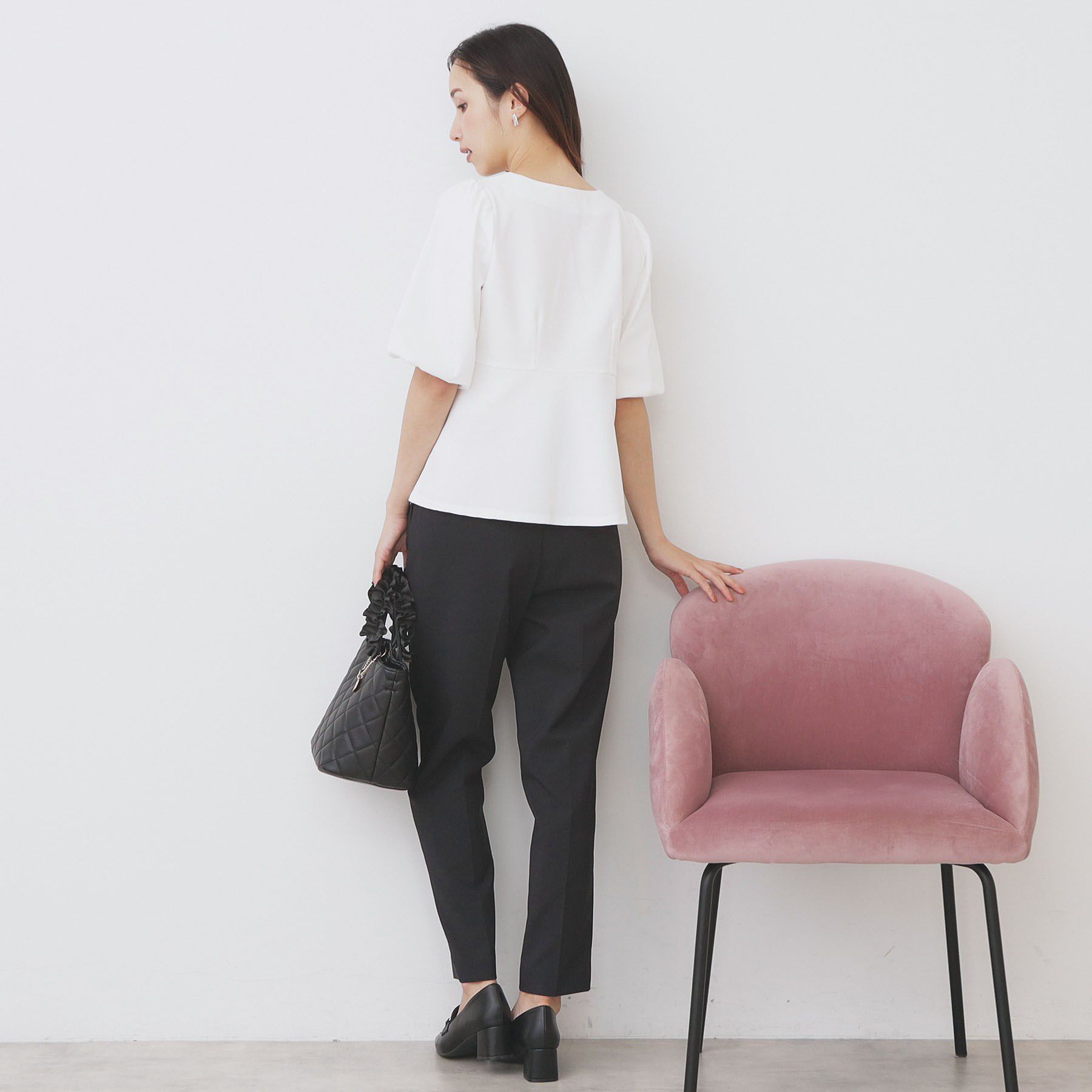 index「《S-LLサイズ》バルーンスリーブペプラムトップス【洗濯機洗い可/接触冷感/UVケア】」|Tシャツ・カットソー|