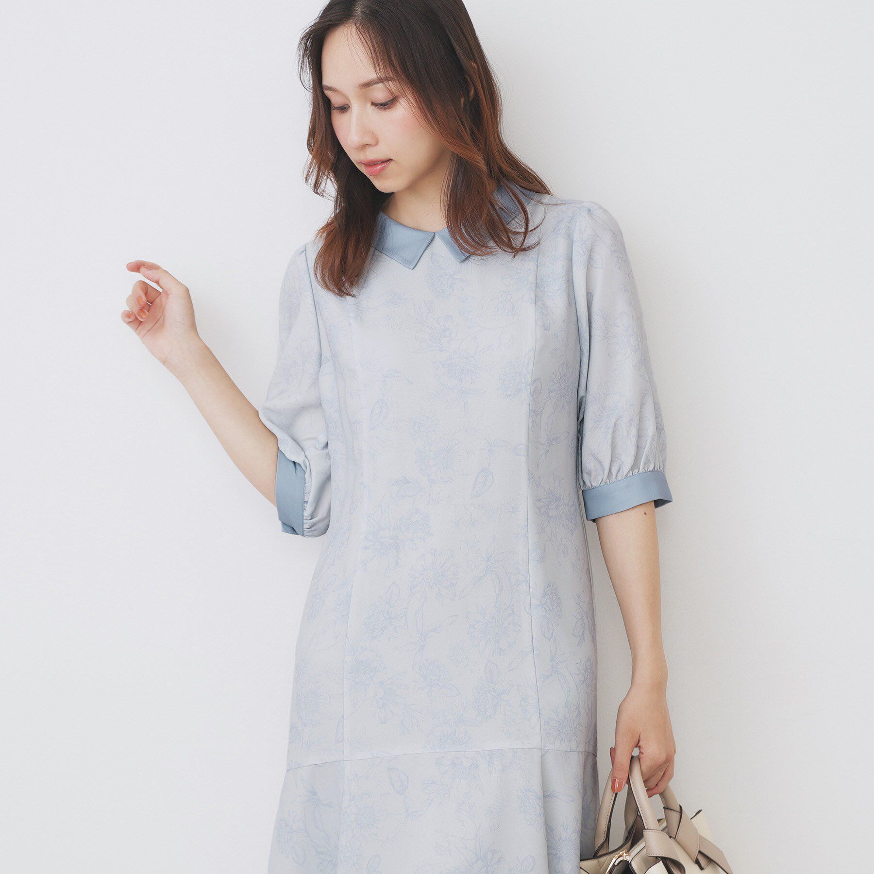 index「2WAY パネルフラワーバイカラーワンピース【洗濯機洗い可/イージーアイロン】」|ワンピース|