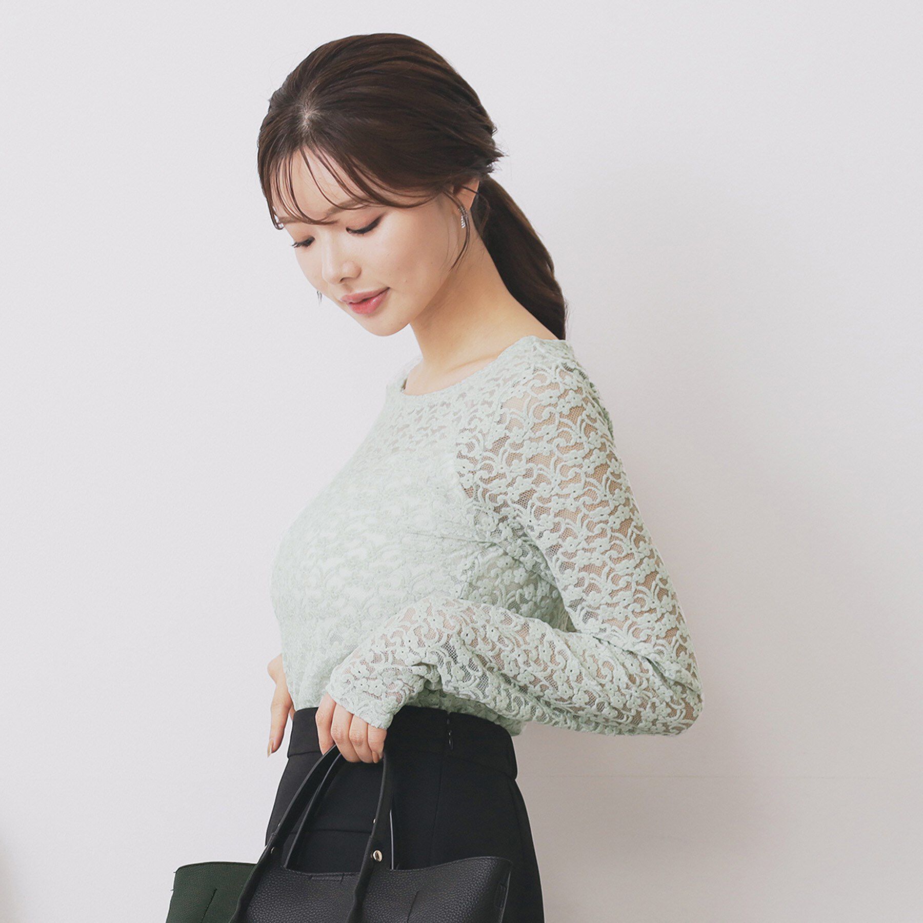 index「モールレースシアートップス【洗濯機OK】」|Tシャツ・カットソー|