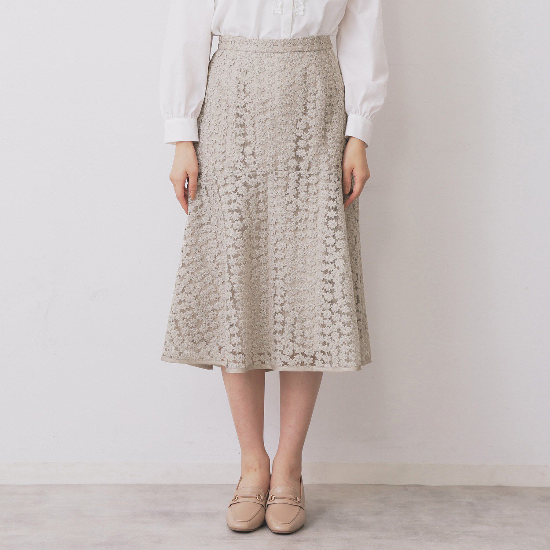 index「小花刺繍チュールマーメイドスカート【洗濯機OK/抗ピル】」|スカート|