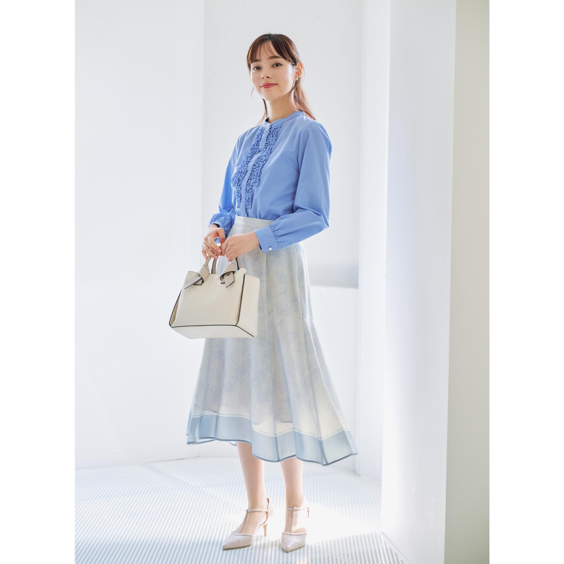 index「バンドカラーフリルブラウス【洗濯機OK/イージーアイロン/防シワ】」|シャツ・ブラウス|