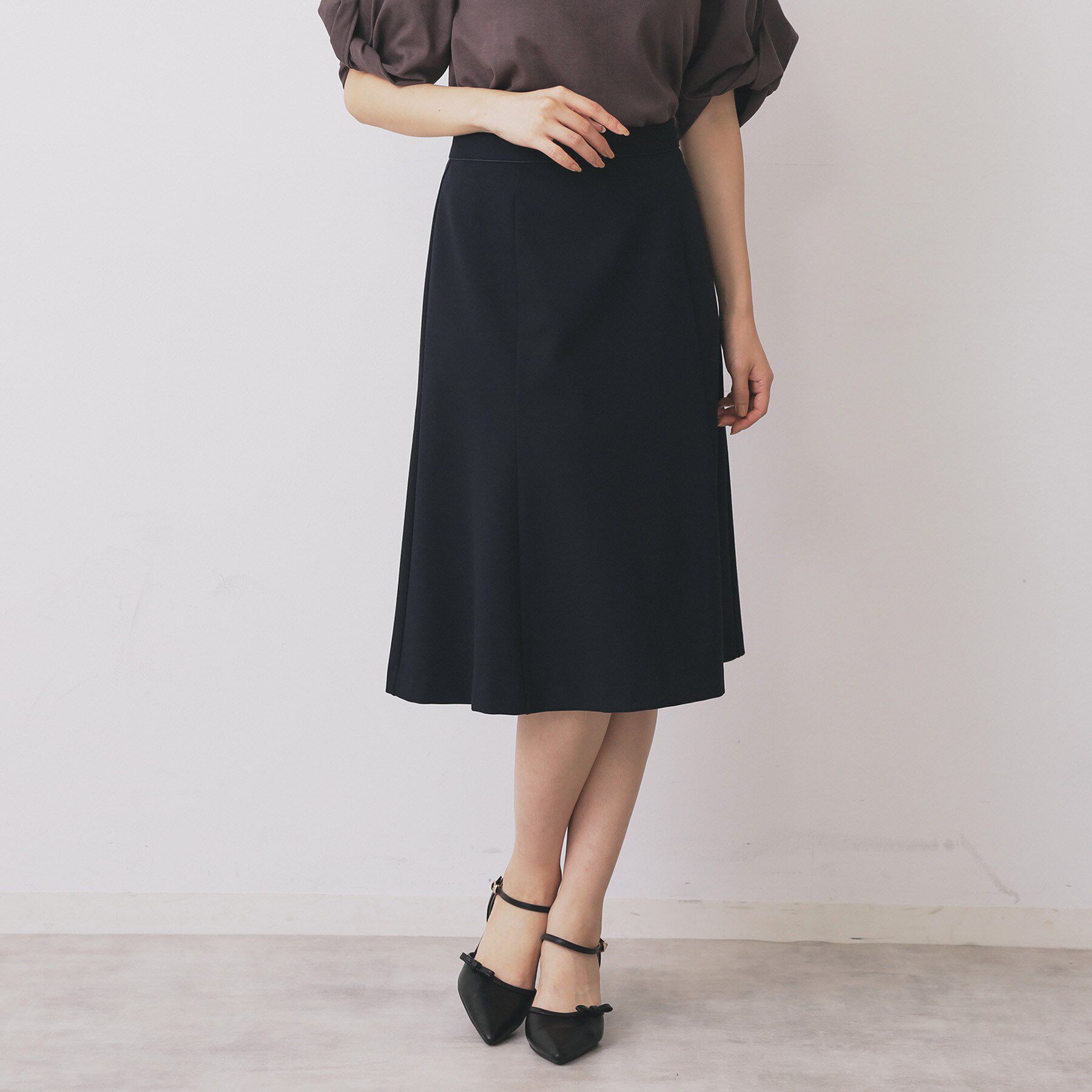 index「《S-3Lサイズ》ストレッチセミフレアスカート/セットアップ対応【洗える/イージーアイロン】」|スカート|ネイビー(094)