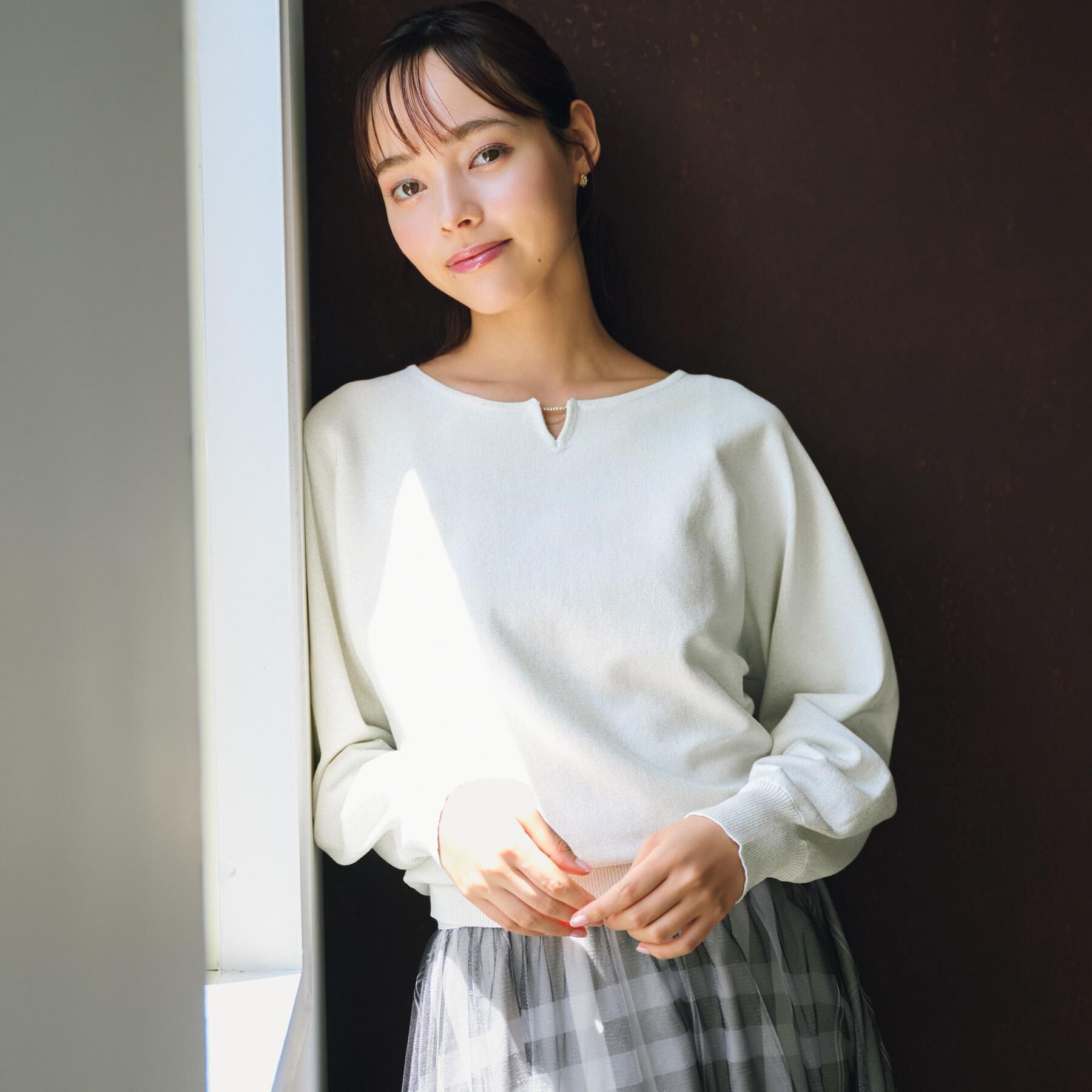 index「ビジューキーネックドルマンニット【洗濯機OK】」|ニット・セーター|