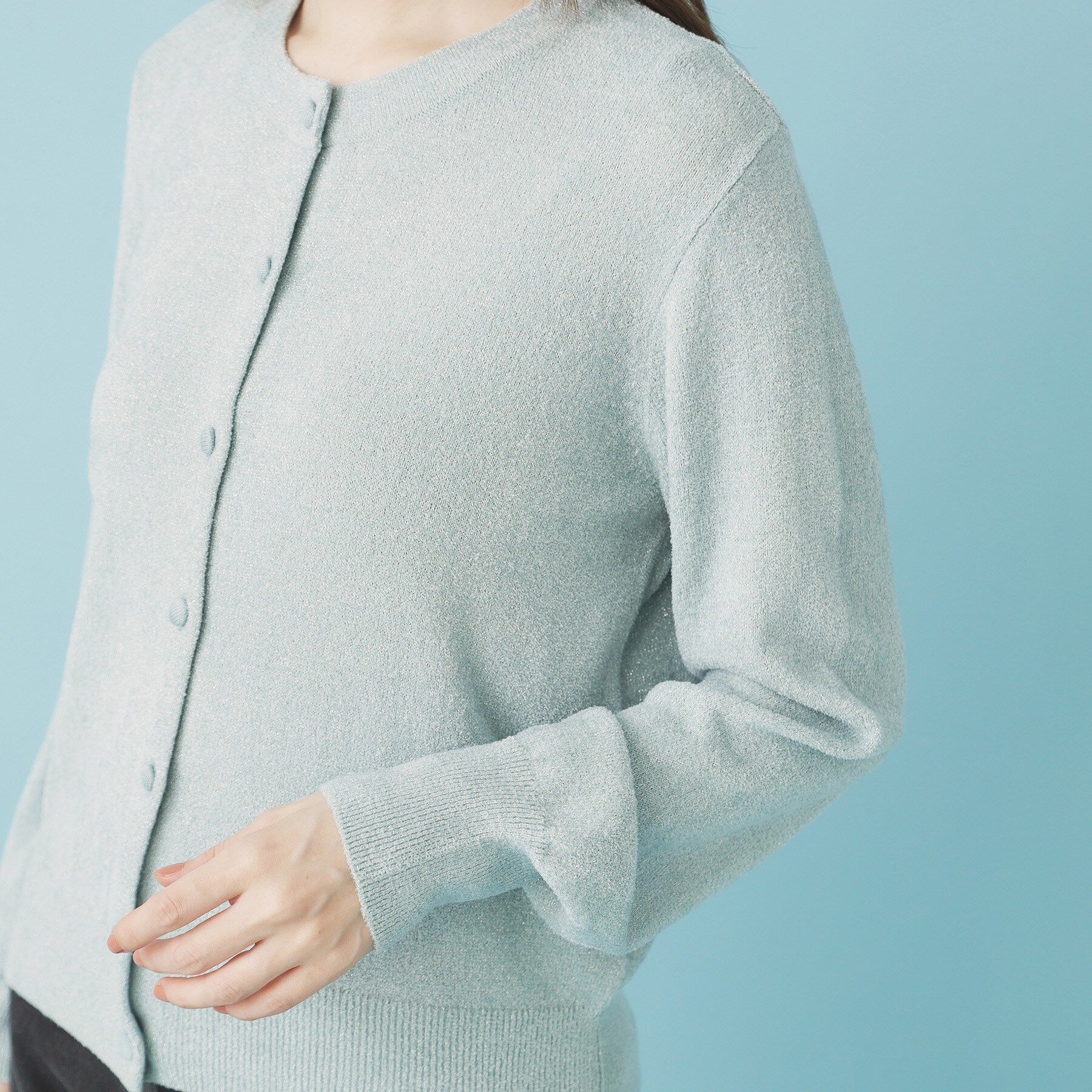 index「ミニモールラメコンパクトクルーカーディガン/アンサンブル対応【洗濯機OK】」|カーディガン|