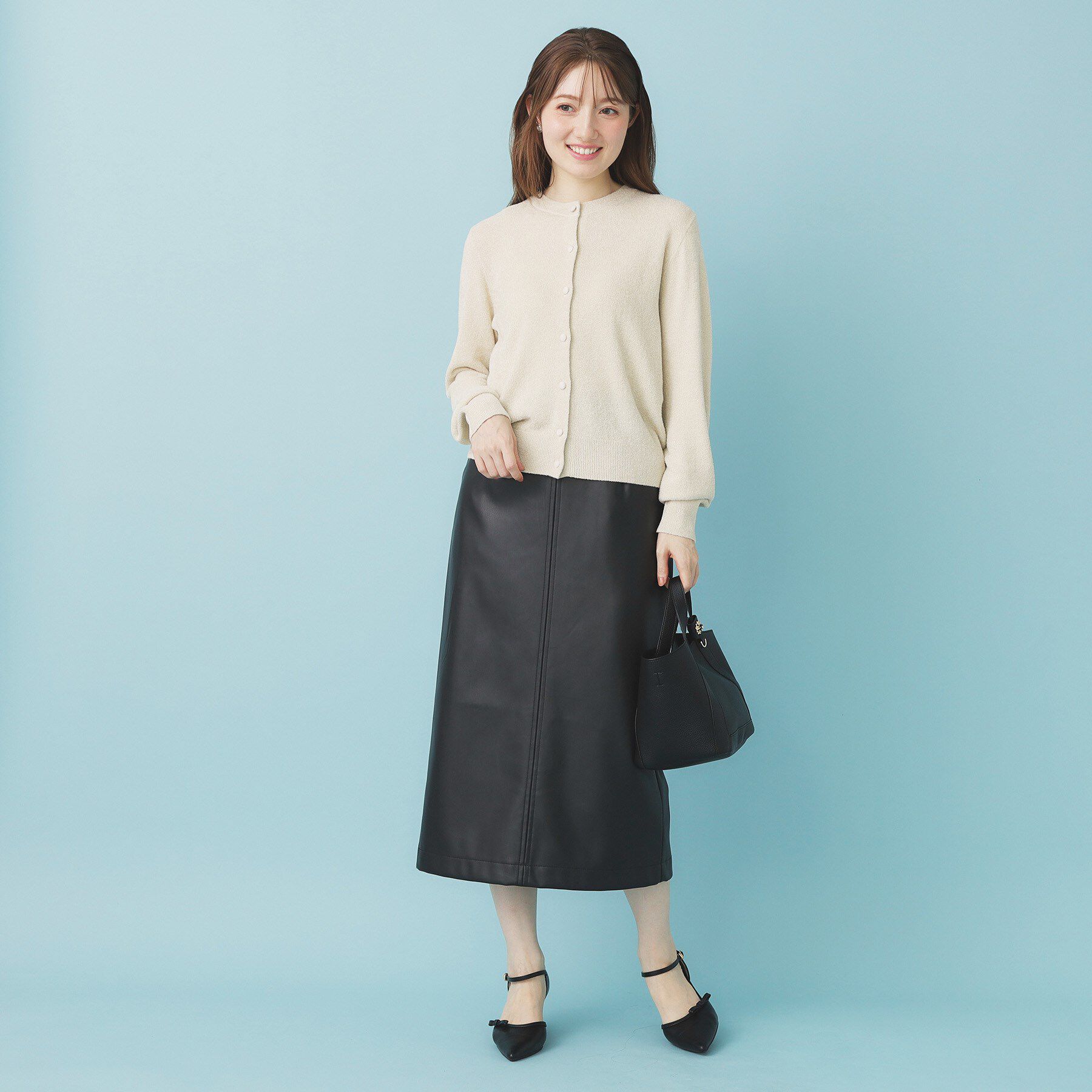 index「ミニモールラメコンパクトクルーカーディガン/アンサンブル対応【洗濯機OK】」|カーディガン|