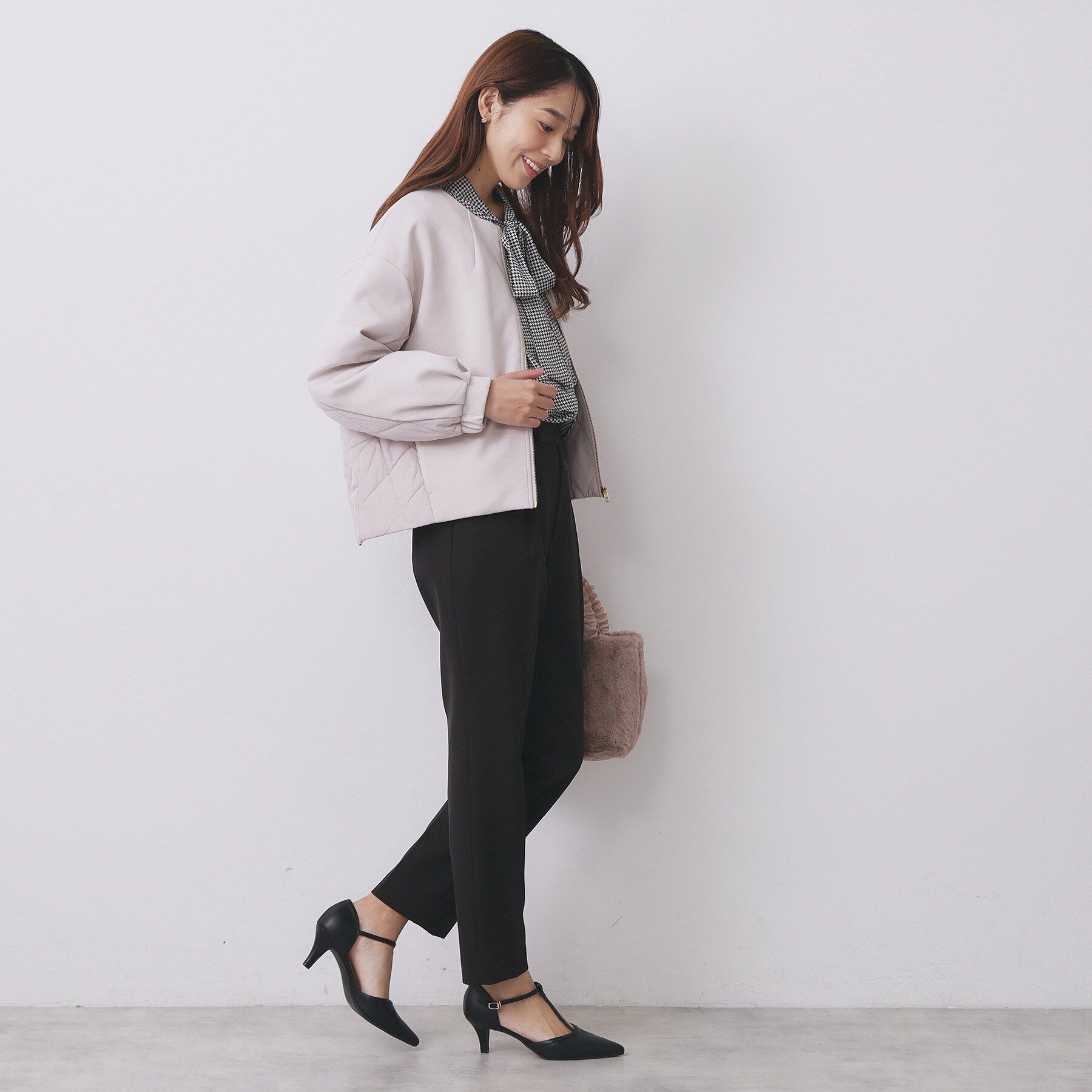 index「キルティング切替ノーカラーブルゾン【洗濯機OK】」|ブルゾン・スタジャン|