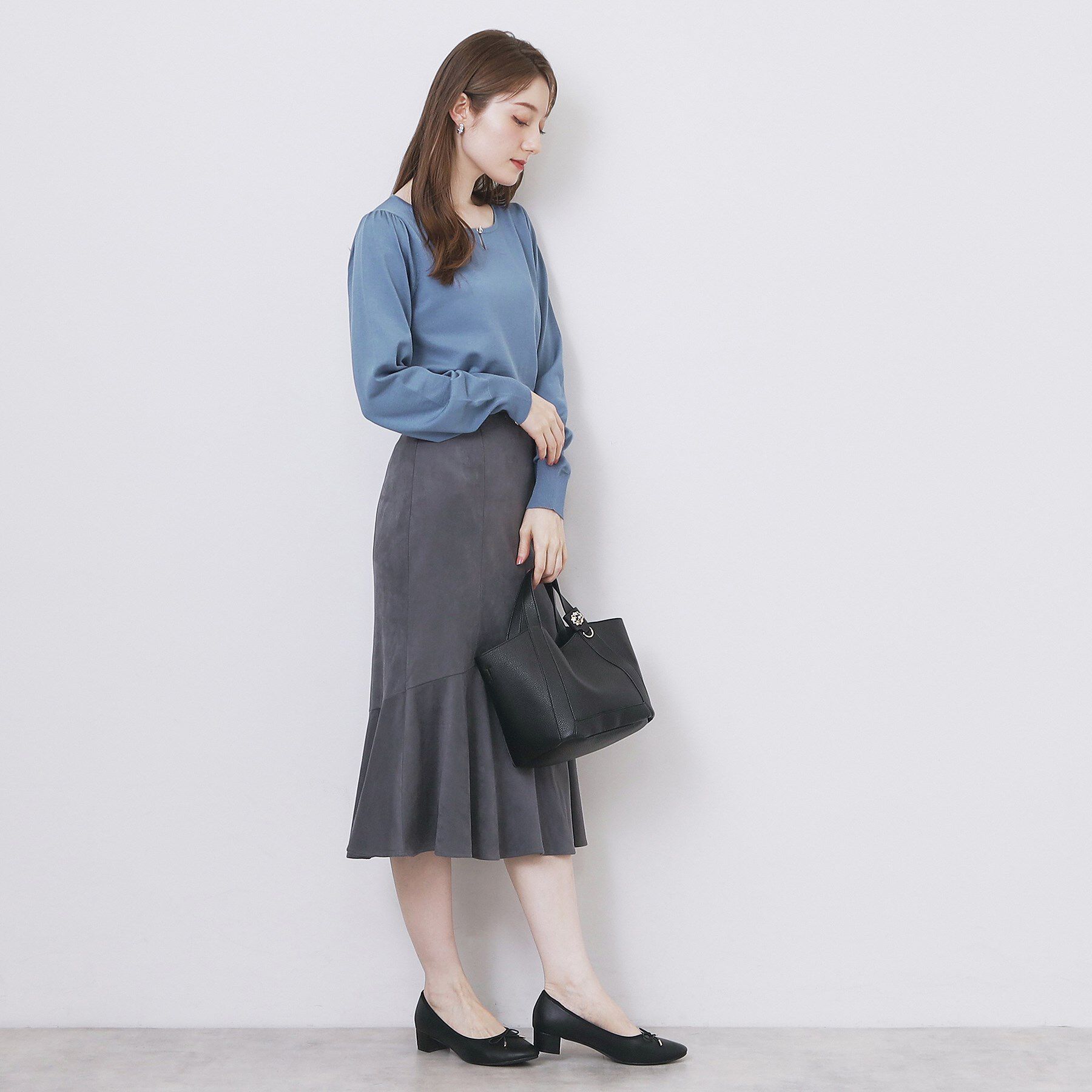 index「パール調パーツ付きクルーネックニット【洗濯機OK】《8col/XS～3L》」|ニット・セーター|