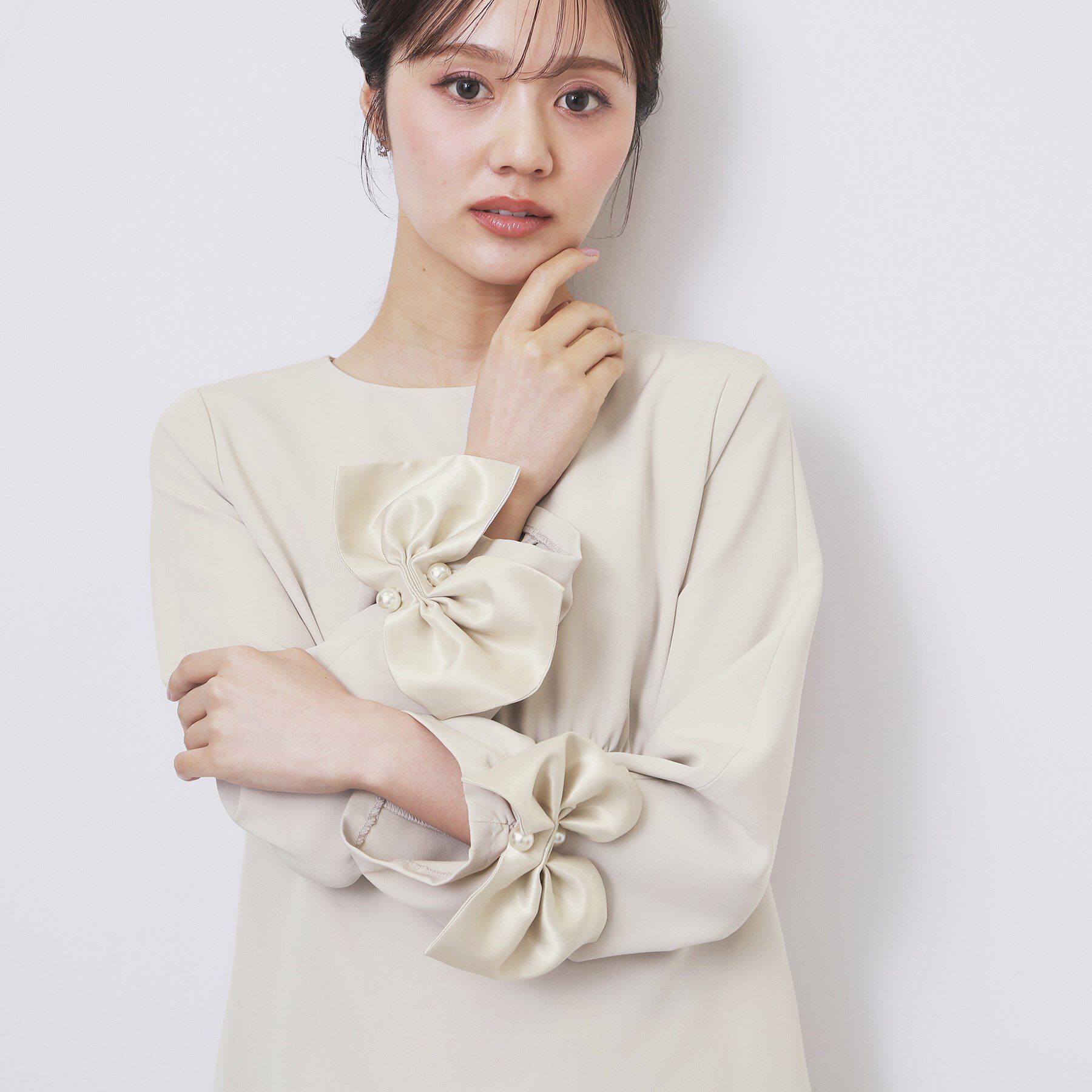 index「ダブルクロスリボンスリーブワンピース【洗濯機OK】」|ワンピース|