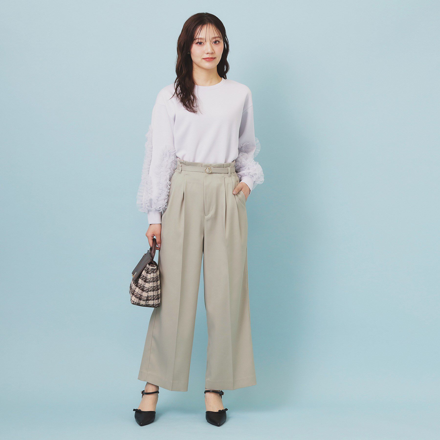 index「ベルト付き2タックワイドパンツ【洗濯機OK/ストレッチ/防シワ/イージーアイロン】」|その他|