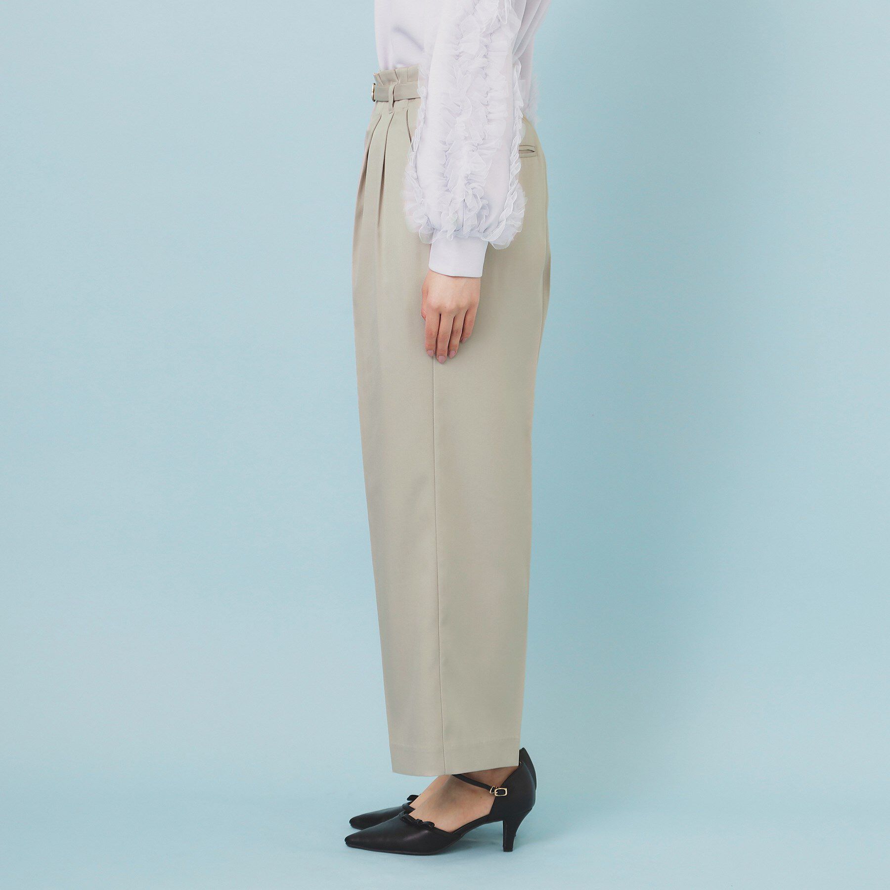 index「ベルト付き2タックワイドパンツ【洗濯機OK/ストレッチ/防シワ/イージーアイロン】」|その他|