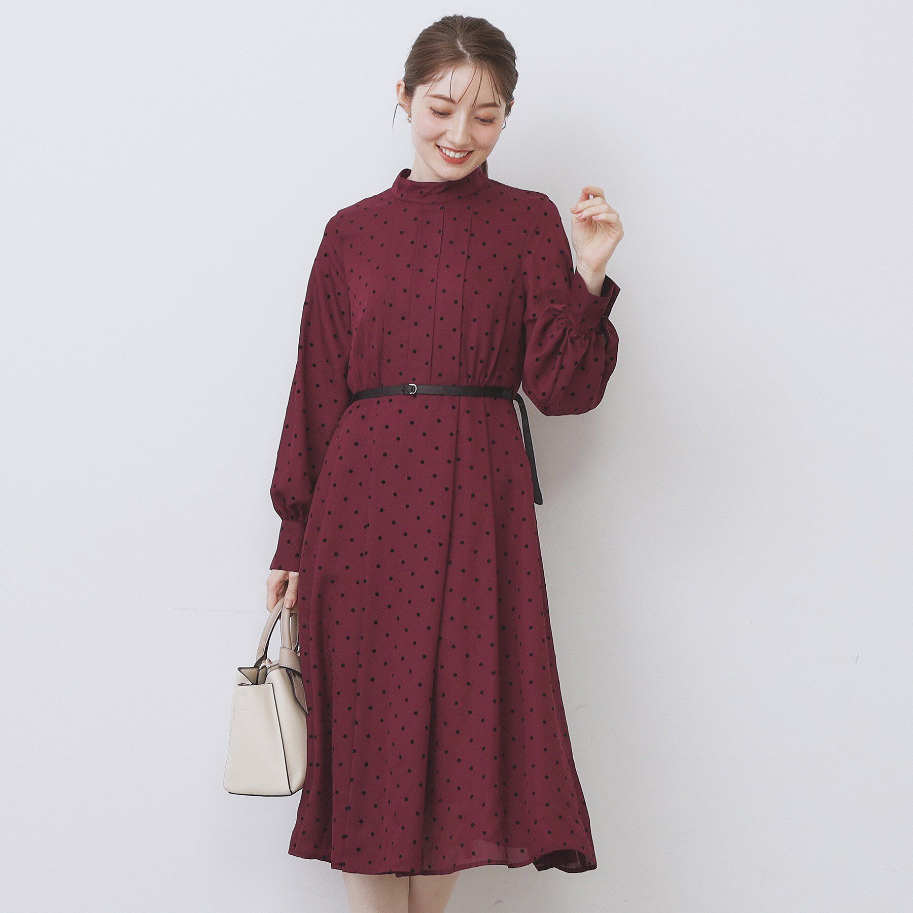 index「ドットデザインタックワンピース【洗濯機OK/イージーアイロン】」|ワンピース|