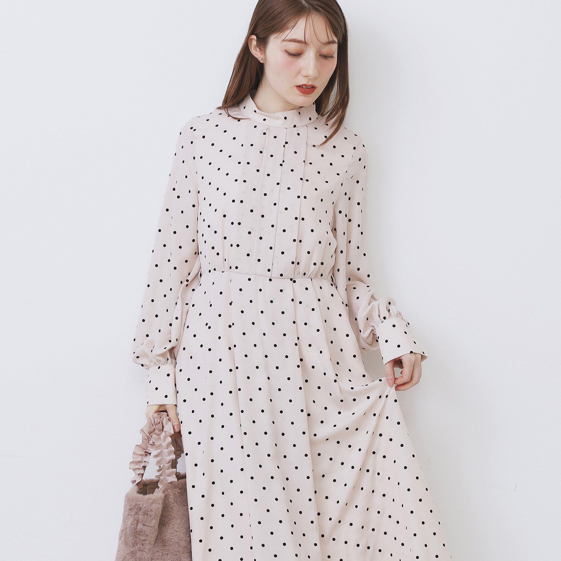 index「ドットデザインタックワンピース【洗濯機OK/イージーアイロン】」|ワンピース|