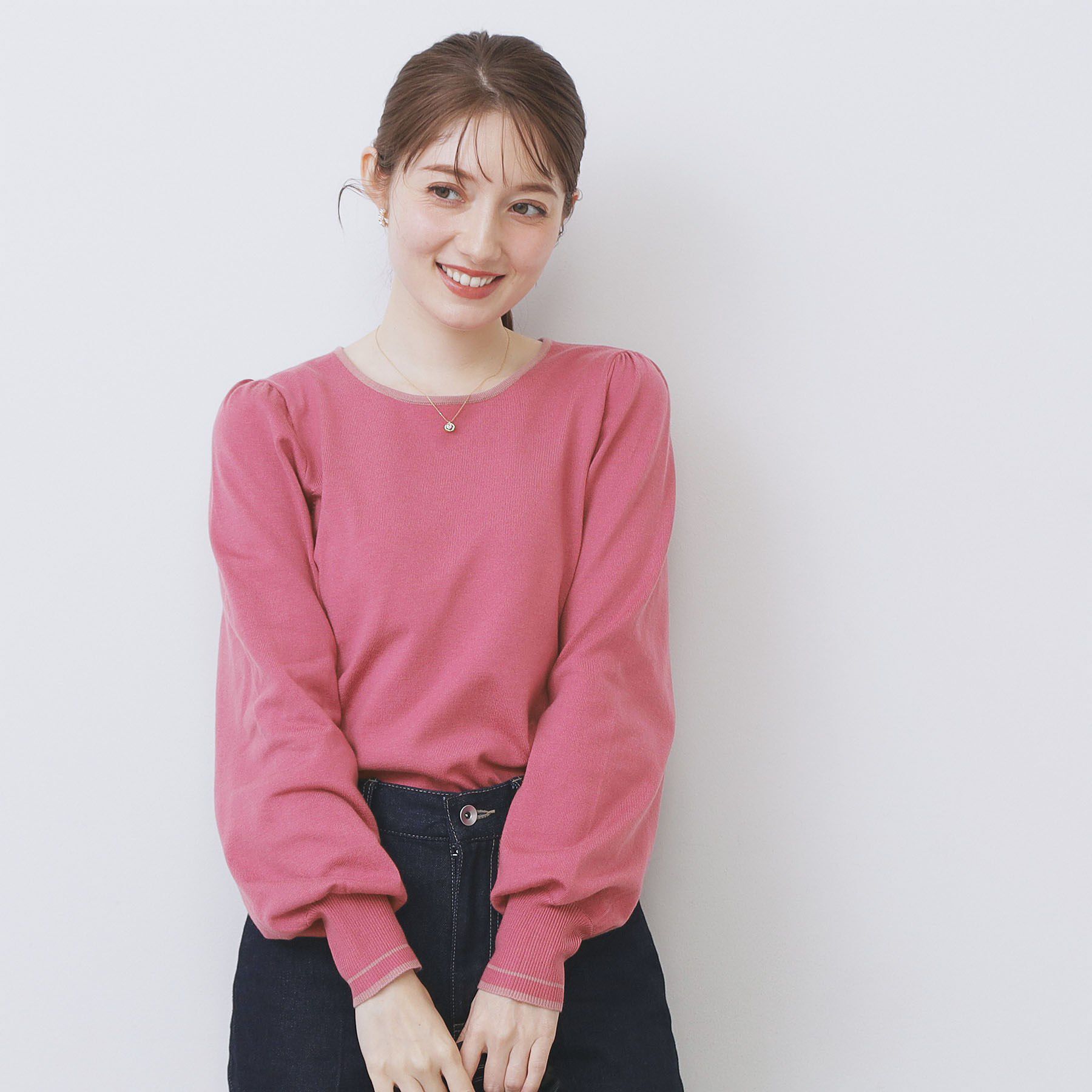 index「バイカラーパフスリーブニット【洗濯機OK】」|ニット・セーター|