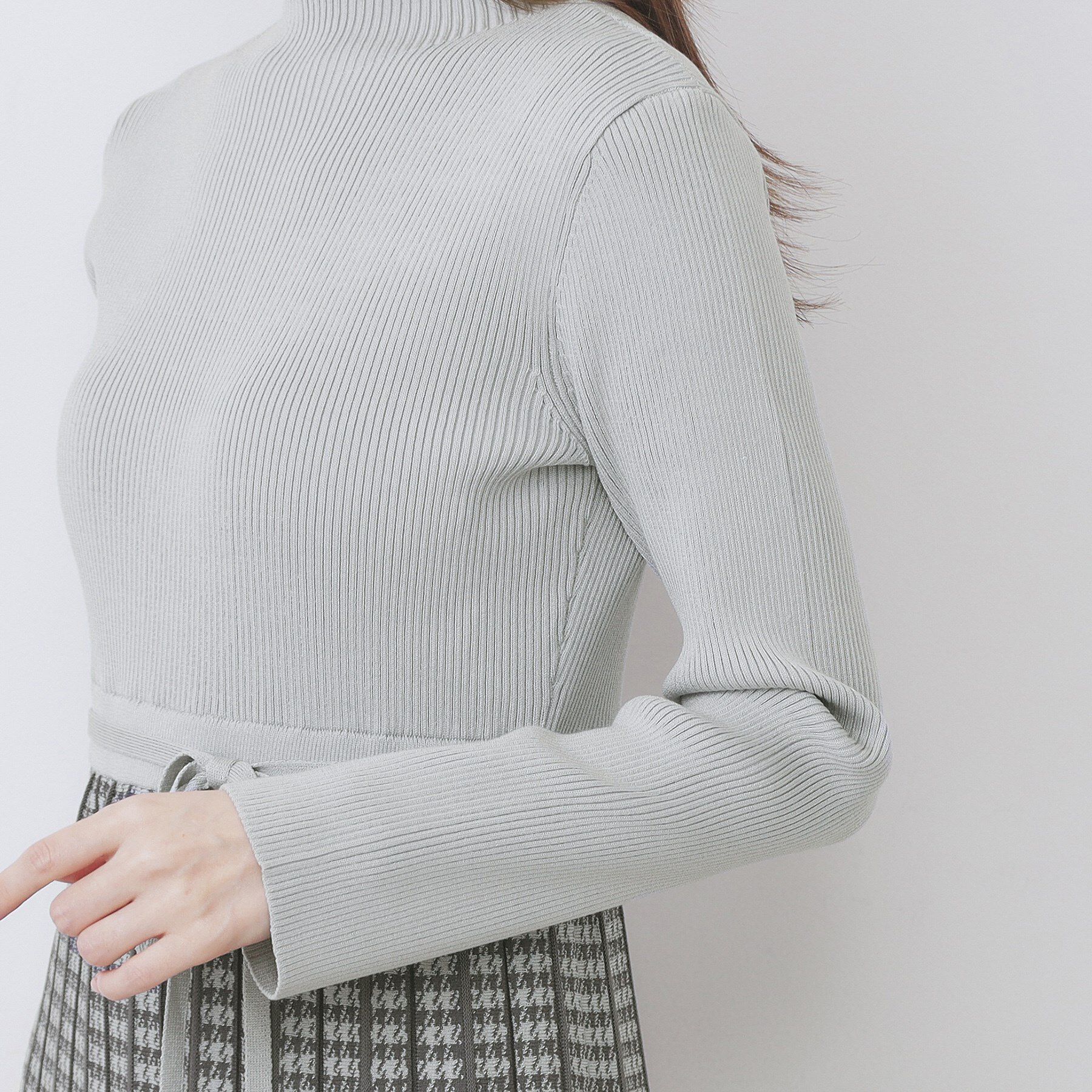 index「千鳥チェックバイカラーニットワンピース【洗濯機OK/抗ピル】」|ワンピース|