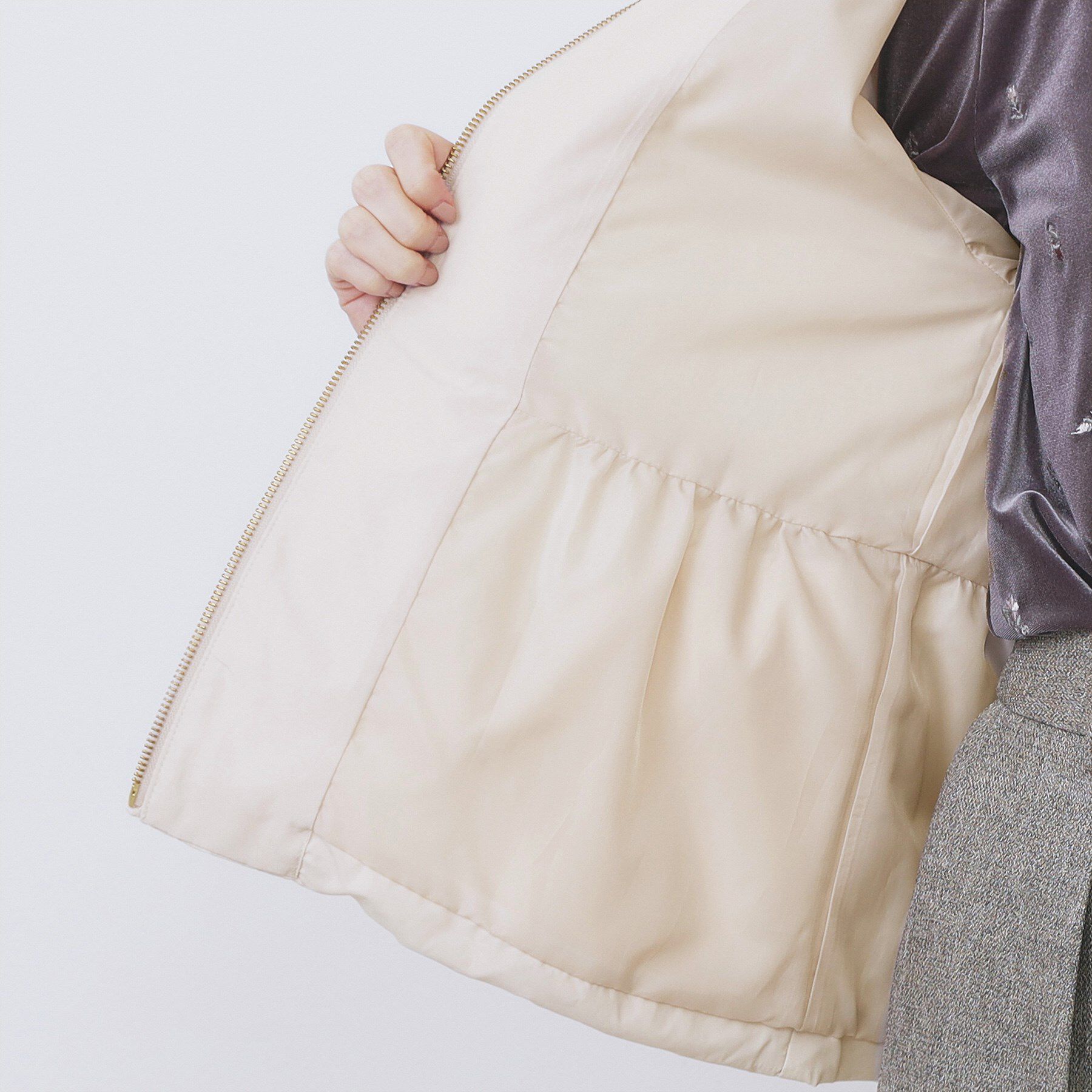 index「KAWADAダウンペプラムショートコート【撥水/洗濯機OK/静電気防止裏地】」|ダウン|