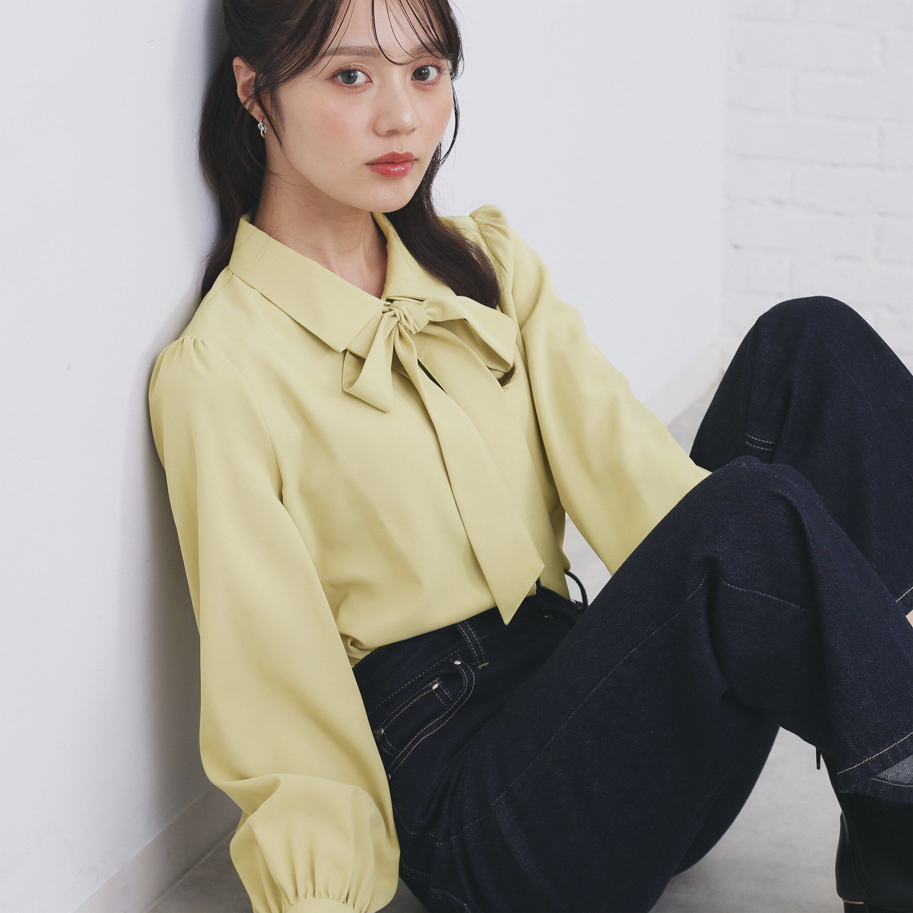 index「2枚衿ボウタイブラウス【洗濯機OK/防シワ/イージーアイロン】」|シャツ・ブラウス|イエロー(031)