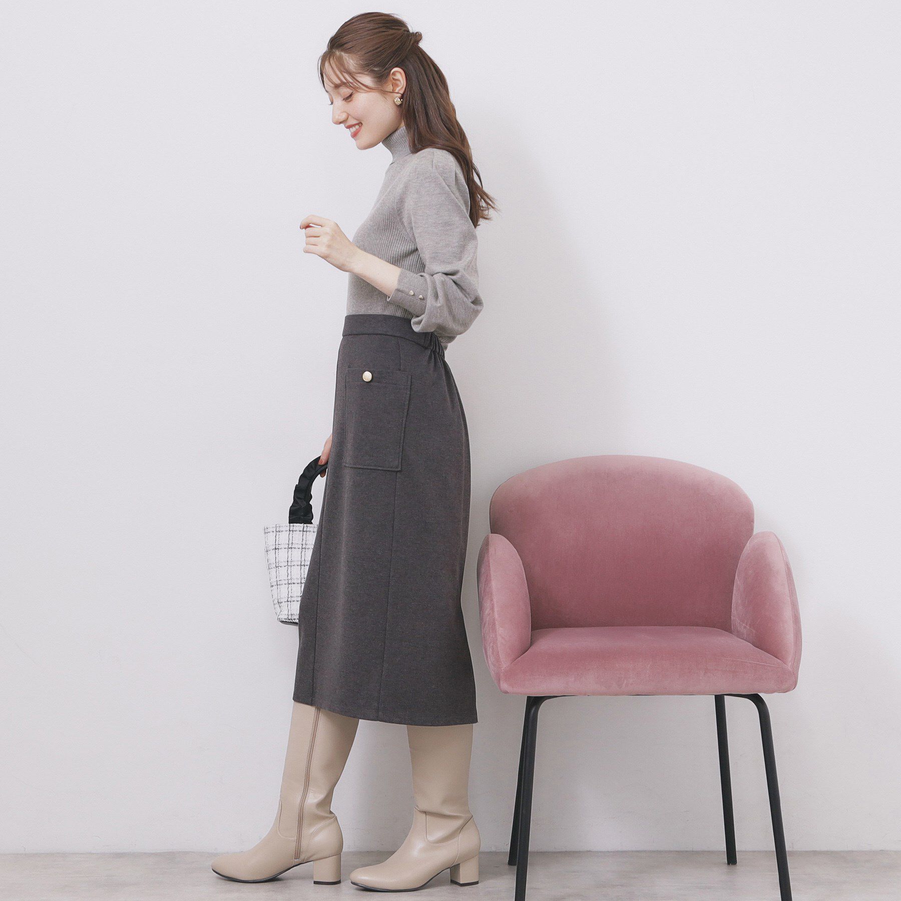 index「タートルネックタックパフスリーブニット【洗濯機OK】」|ニット・セーター|