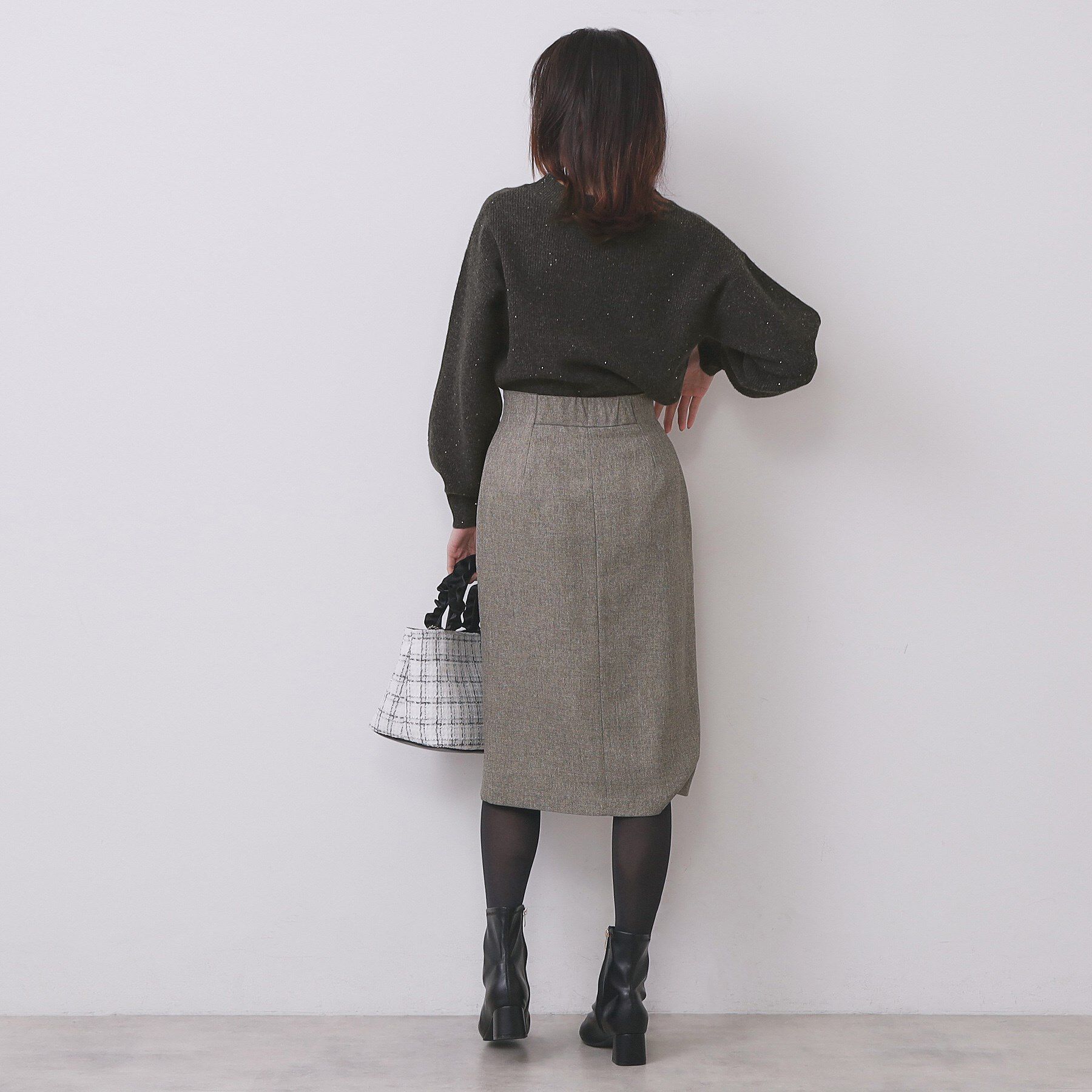 index「片畦Vネックボクシーパフニット【洗濯機OK】」|ニット・セーター|