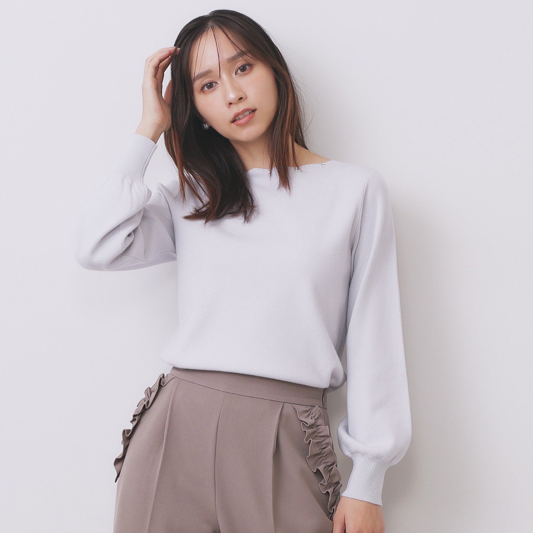 index「ラメスカラップビジューデザインニット【洗濯機OK】《6col/S～LL》」|ニット・セーター|