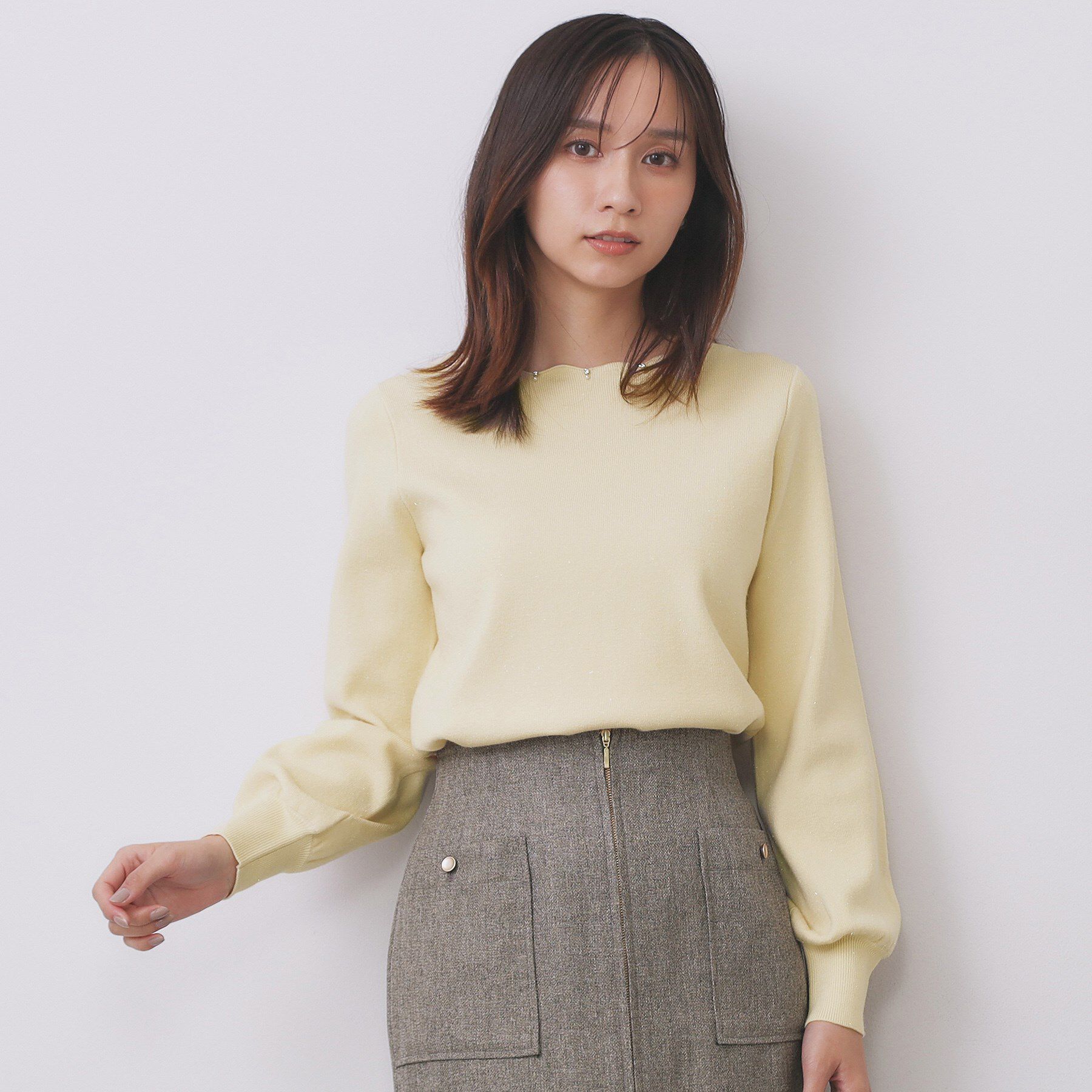 index「ラメスカラップビジューデザインニット【洗濯機OK】《6col/S～LL》」|ニット・セーター|