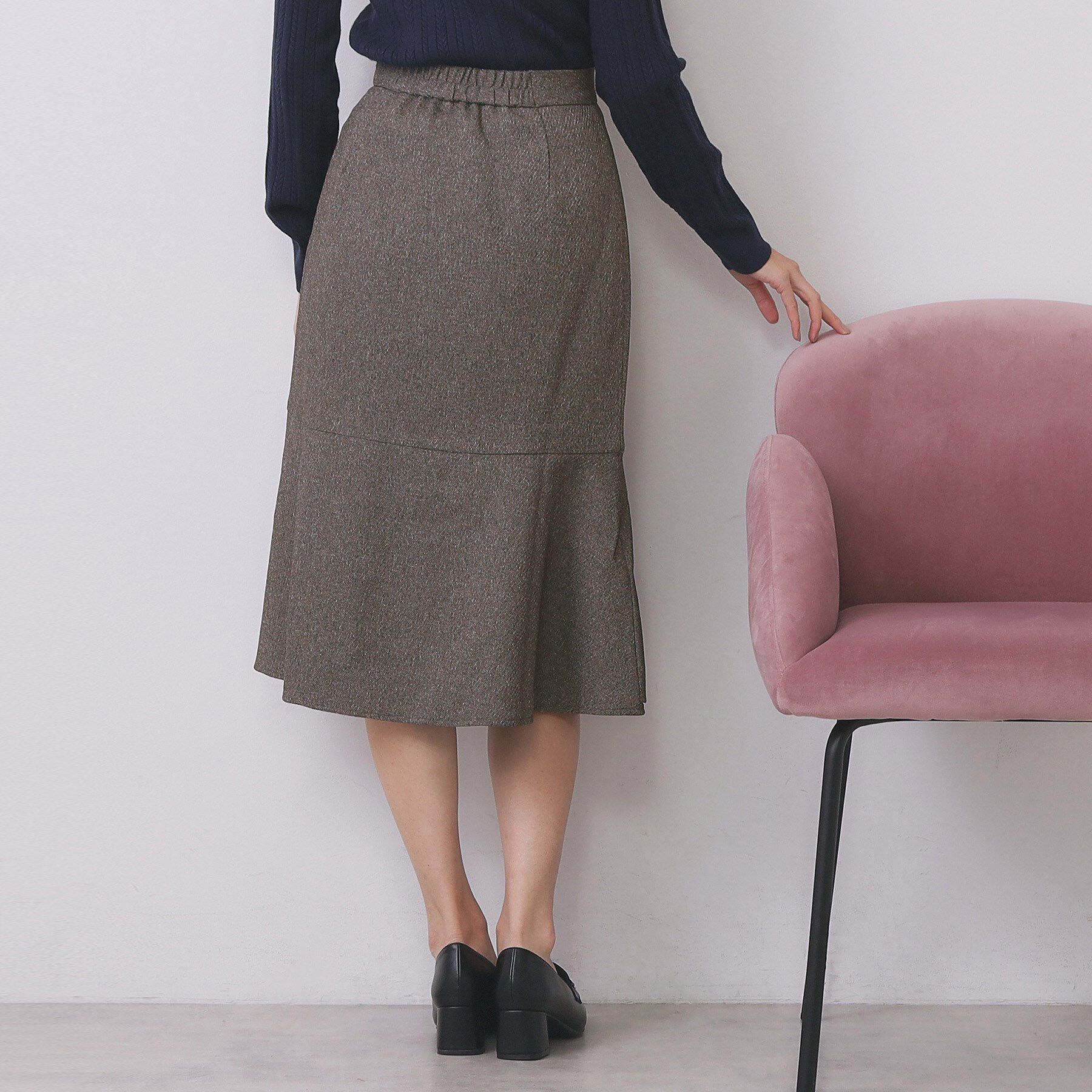 index「カルゼツイードアシメフレアスカート【洗濯機OK/防シワ/イージーアイロン/抗ピル】」|スカート|