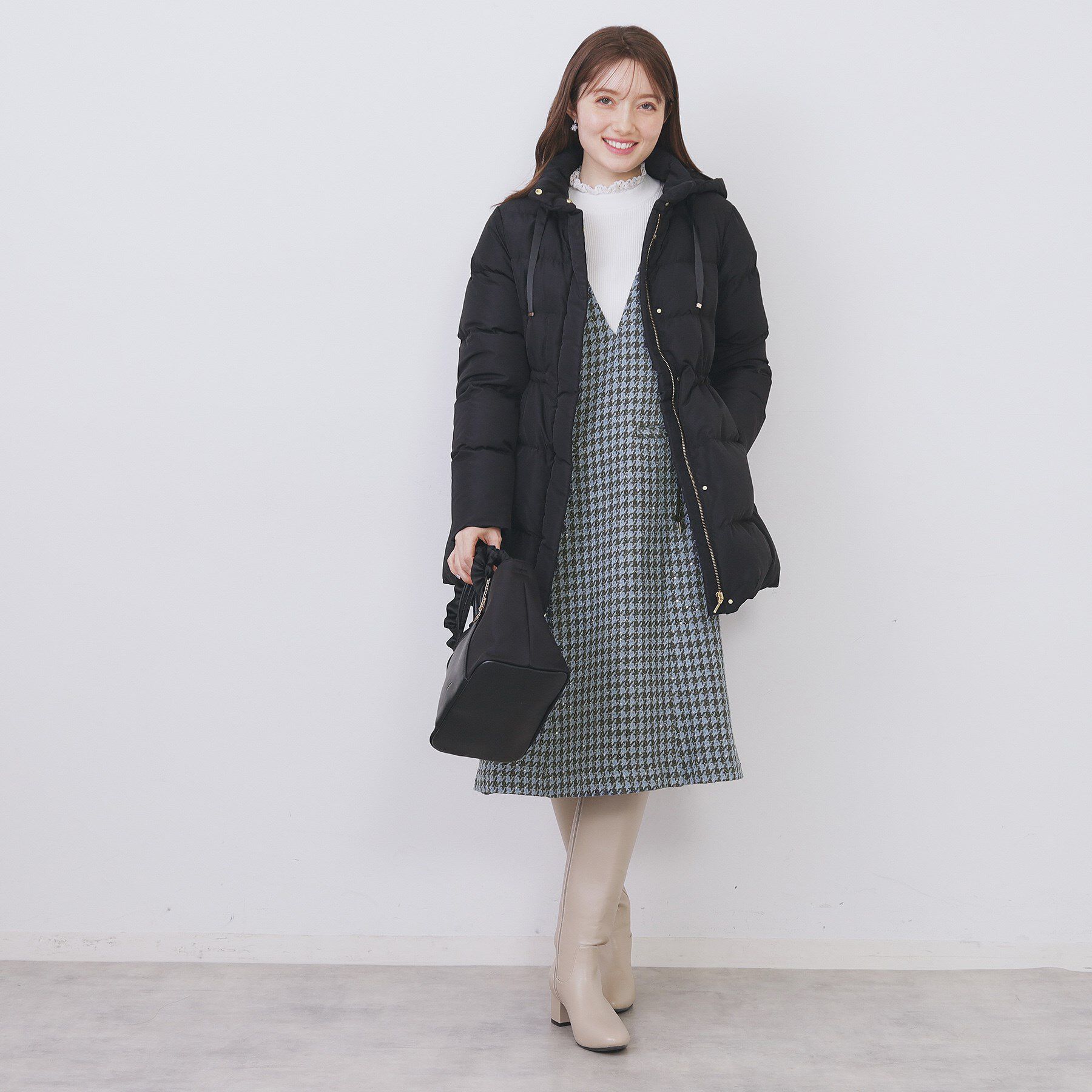 index「ラメスパンコール千鳥柄ジャンスカ【洗濯機OK/イージーアイロン】」|ワンピース|