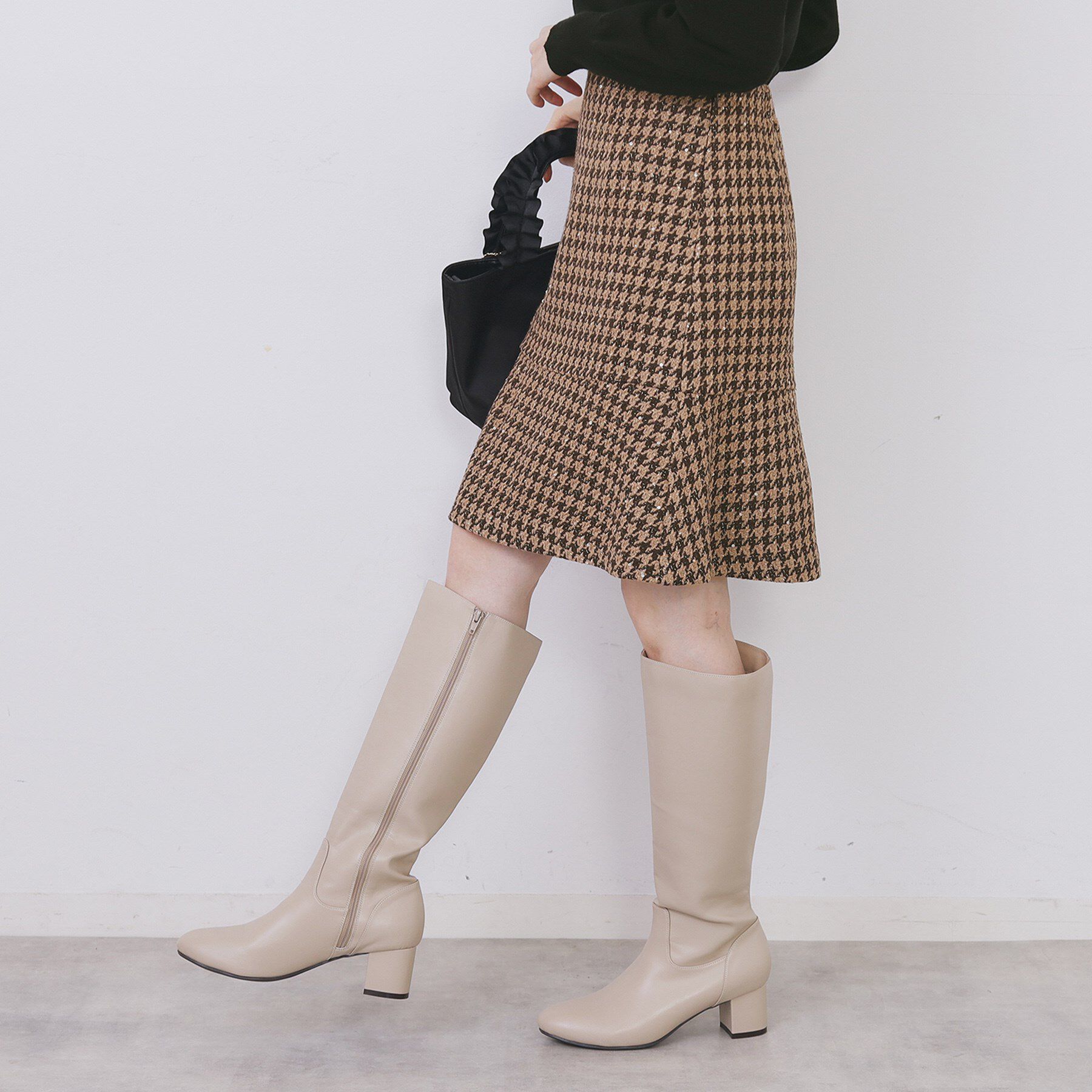 index「ラメスパンコール千鳥柄ペプラムミニスカート【洗濯機OK/イージーアイロン】」|スカート|