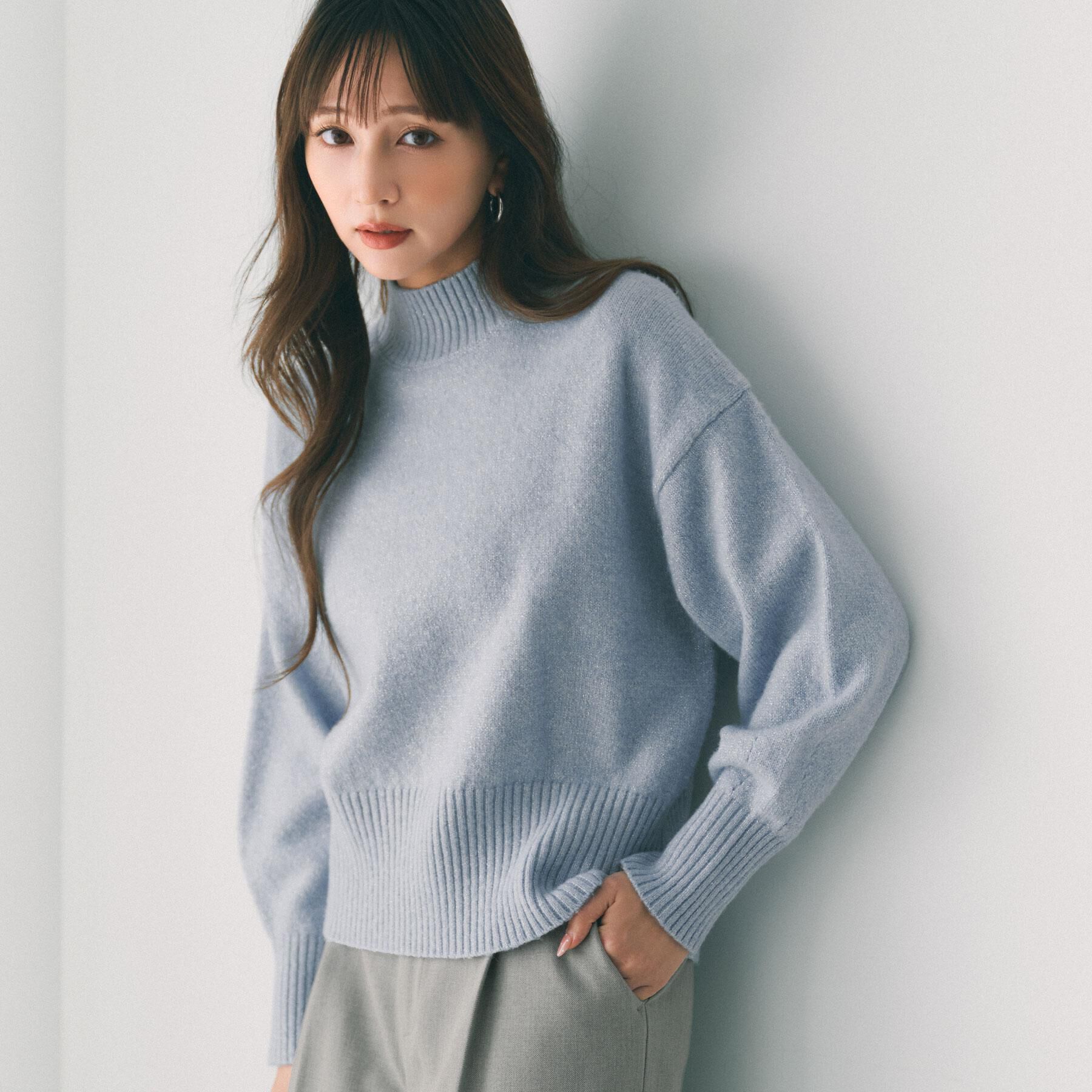 index「選べる2丈 ハイネックカラーミックスラメニット【洗濯機OK】」|ニット・セーター|