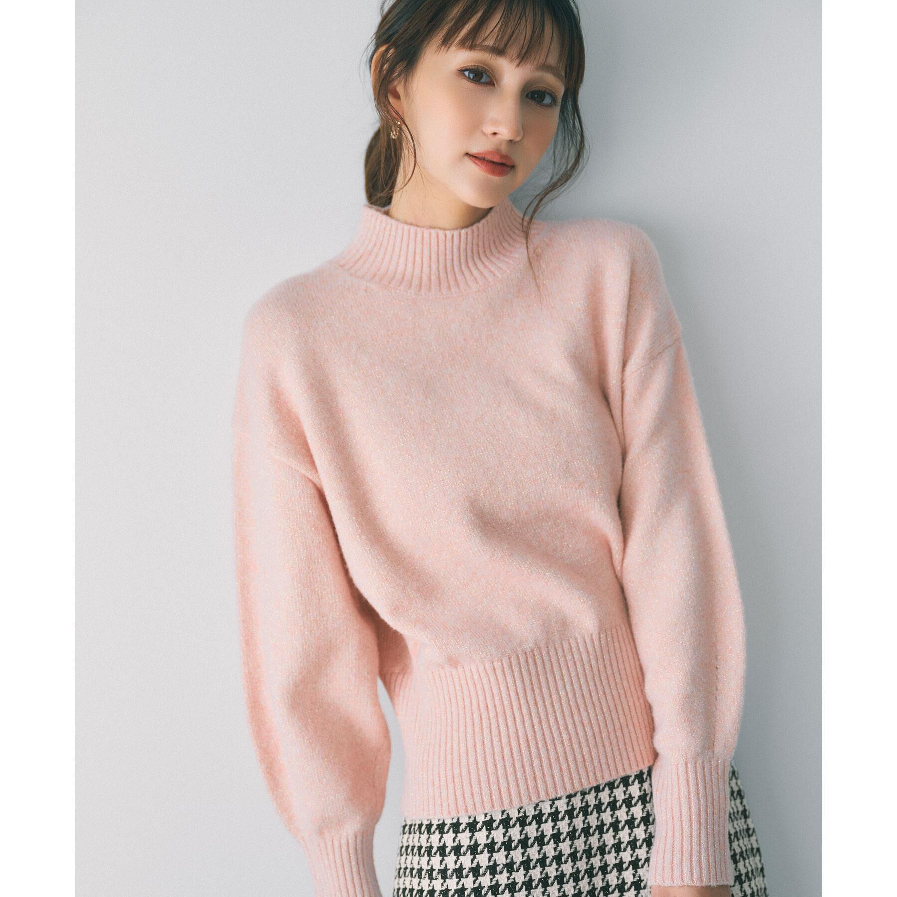 index「選べる2丈 ハイネックカラーミックスラメニット【洗濯機OK】」|ニット・セーター|