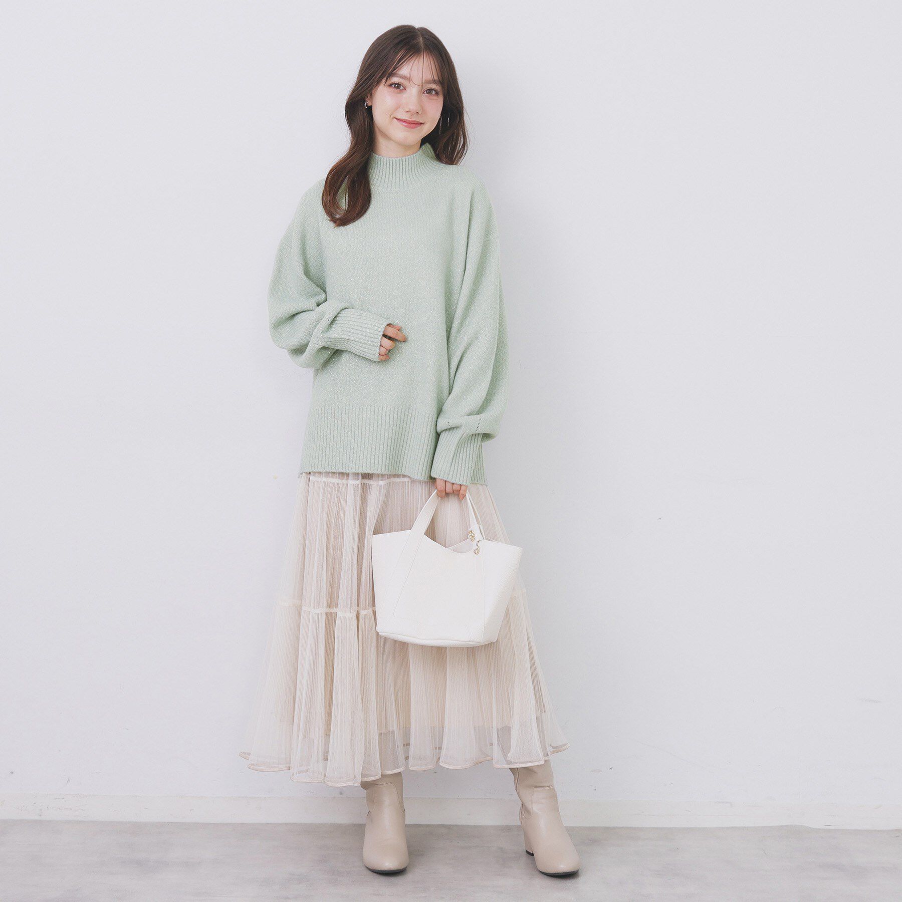 index「選べる2丈 ハイネックカラーミックスラメニット【洗濯機OK】」|ニット・セーター|