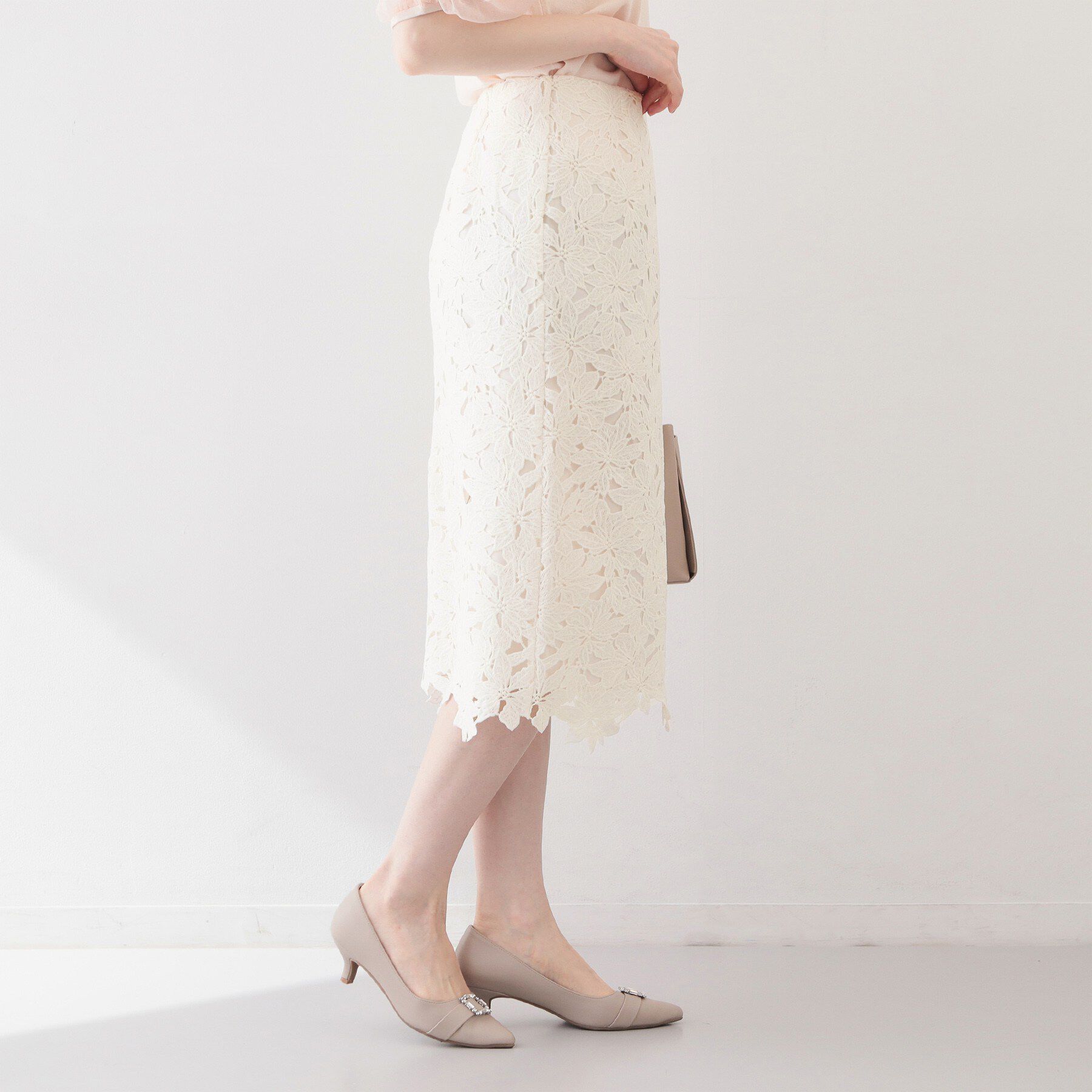 index「フラワーレースタイトスカート【洗濯機OK】」|スカート|