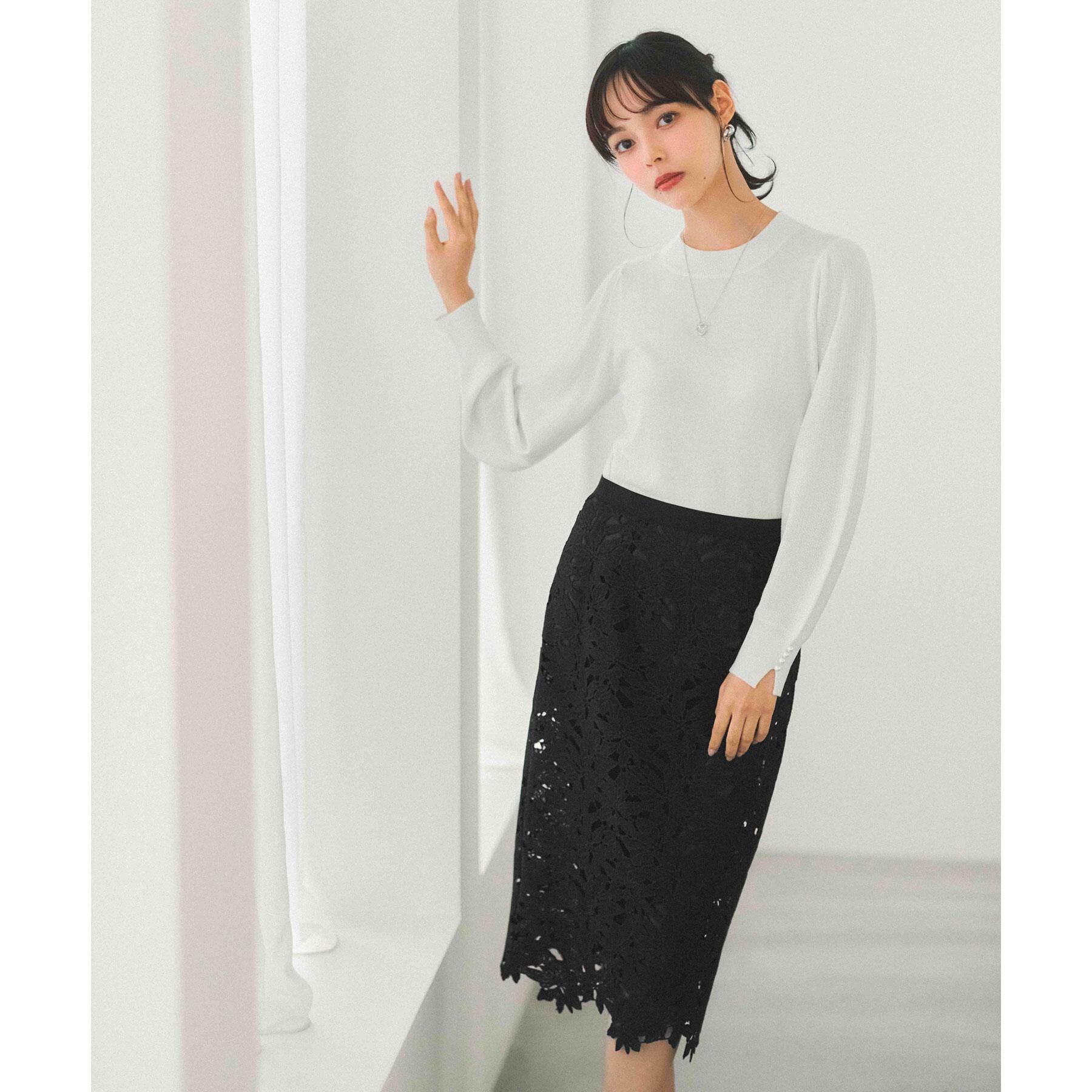 index「柄編みスリーブハイネックニット【洗濯機OK】」|ニット・セーター|