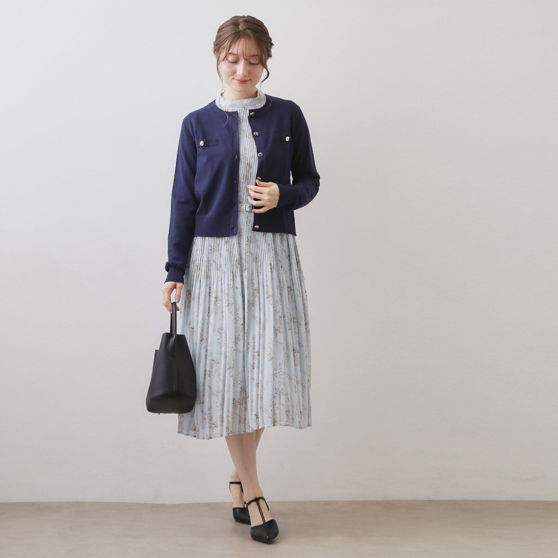 index「ベルト付きプリーツフレアワンピース【洗濯機OK/イージーアイロン/防シワ】《5col》」|ワンピース|