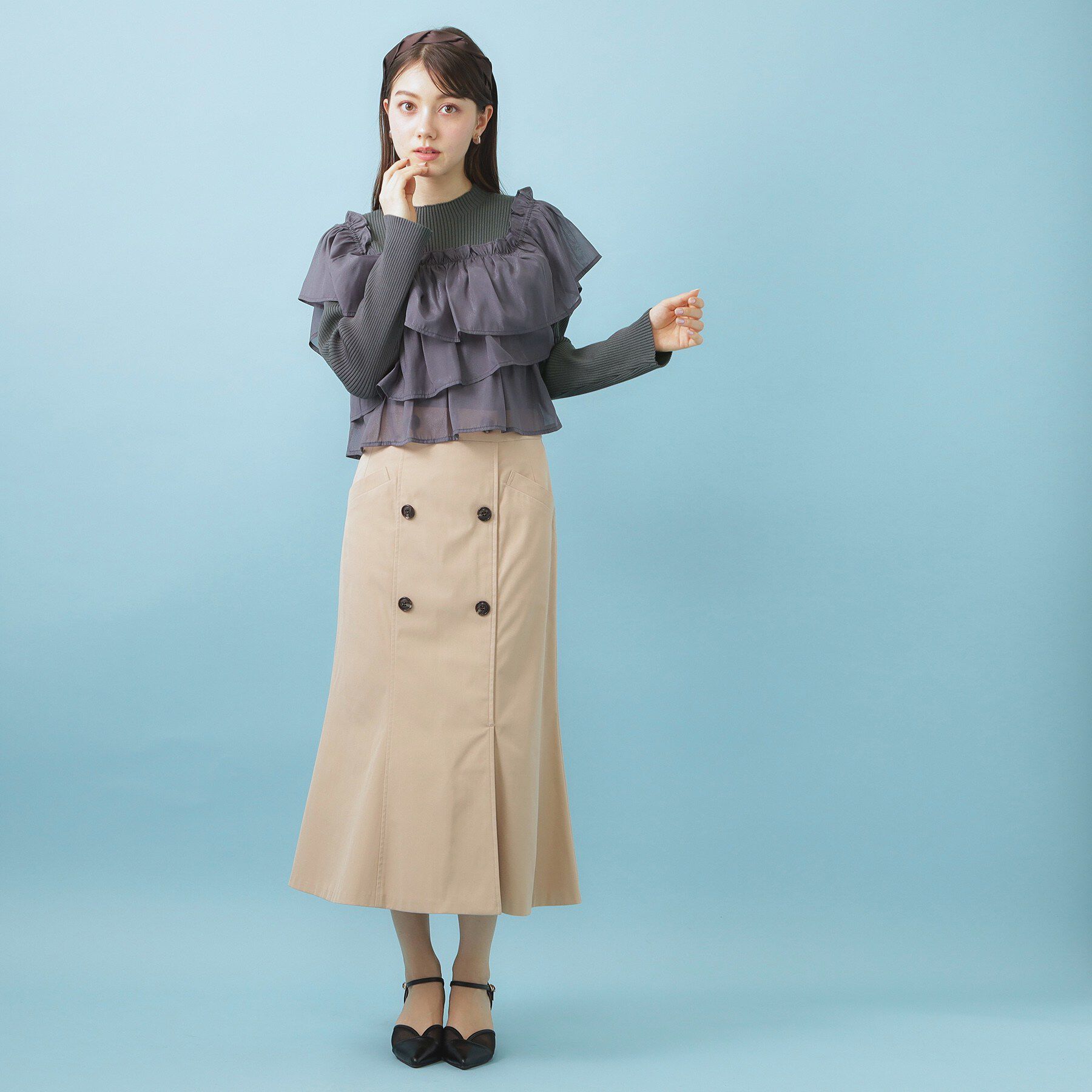 index「3wayフリルドッキングニット【洗濯機OK/抗ピル】」|ニット・セーター|