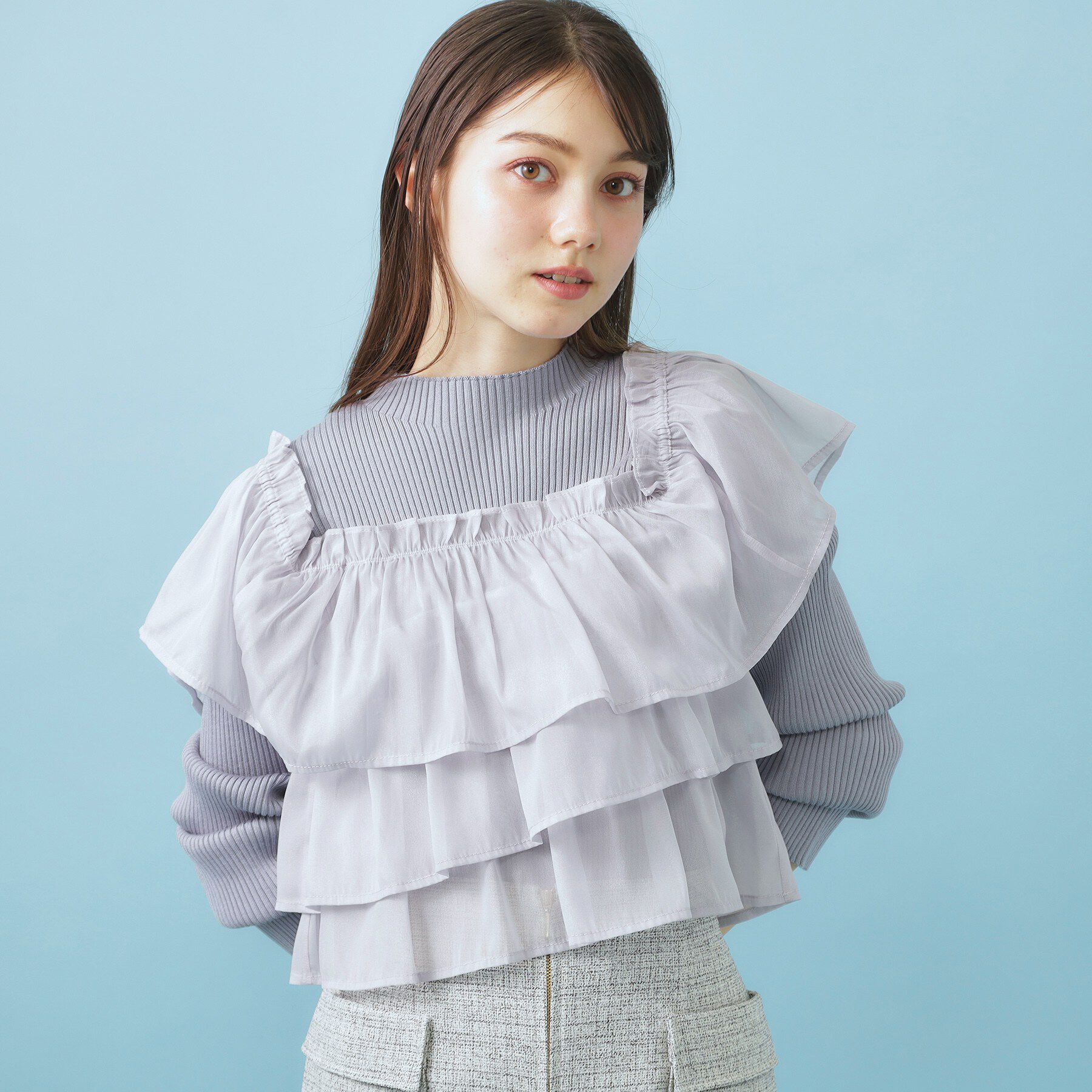 index「3wayフリルドッキングニット【洗濯機OK/抗ピル】」|ニット・セーター|