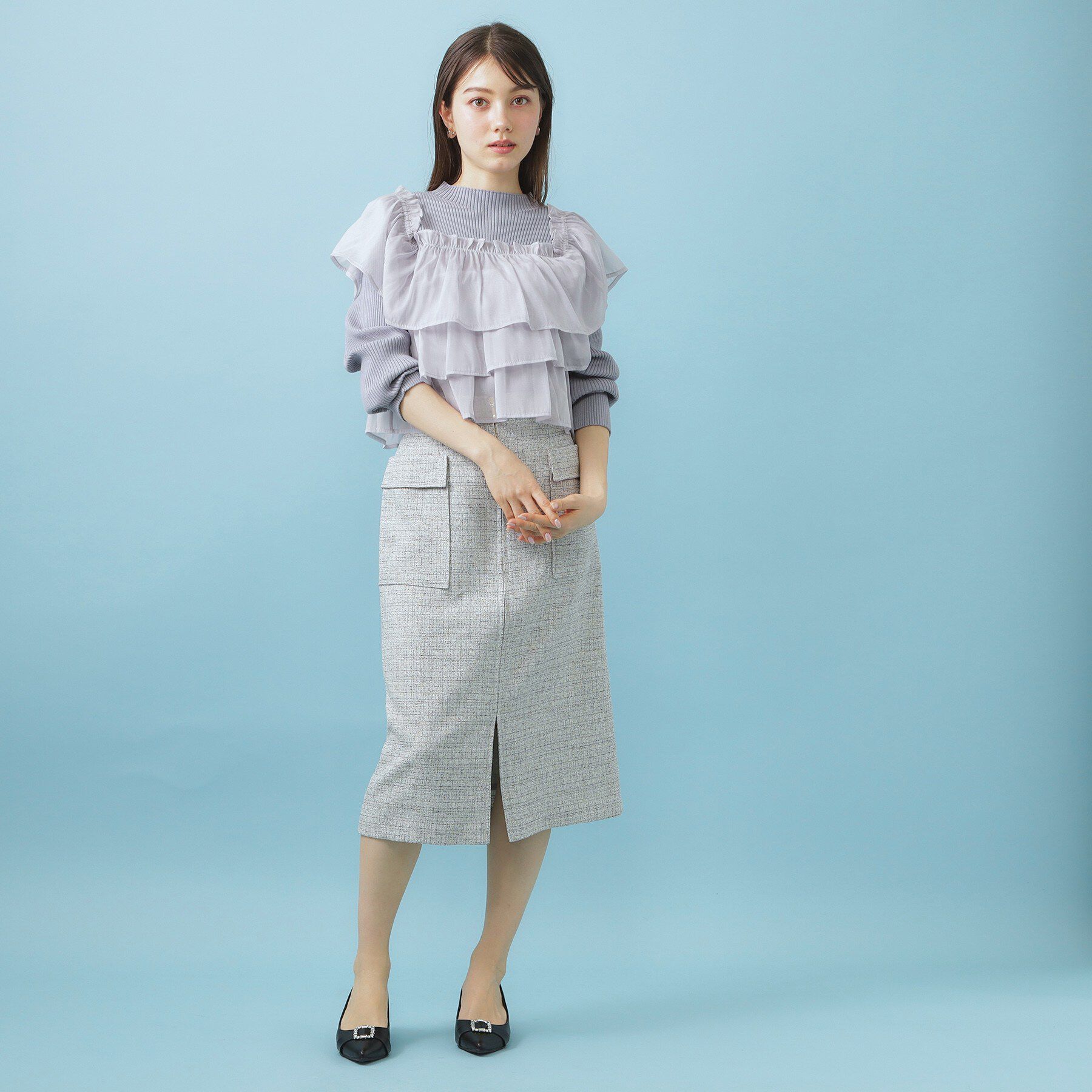 index「3wayフリルドッキングニット【洗濯機OK/抗ピル】」|ニット・セーター|