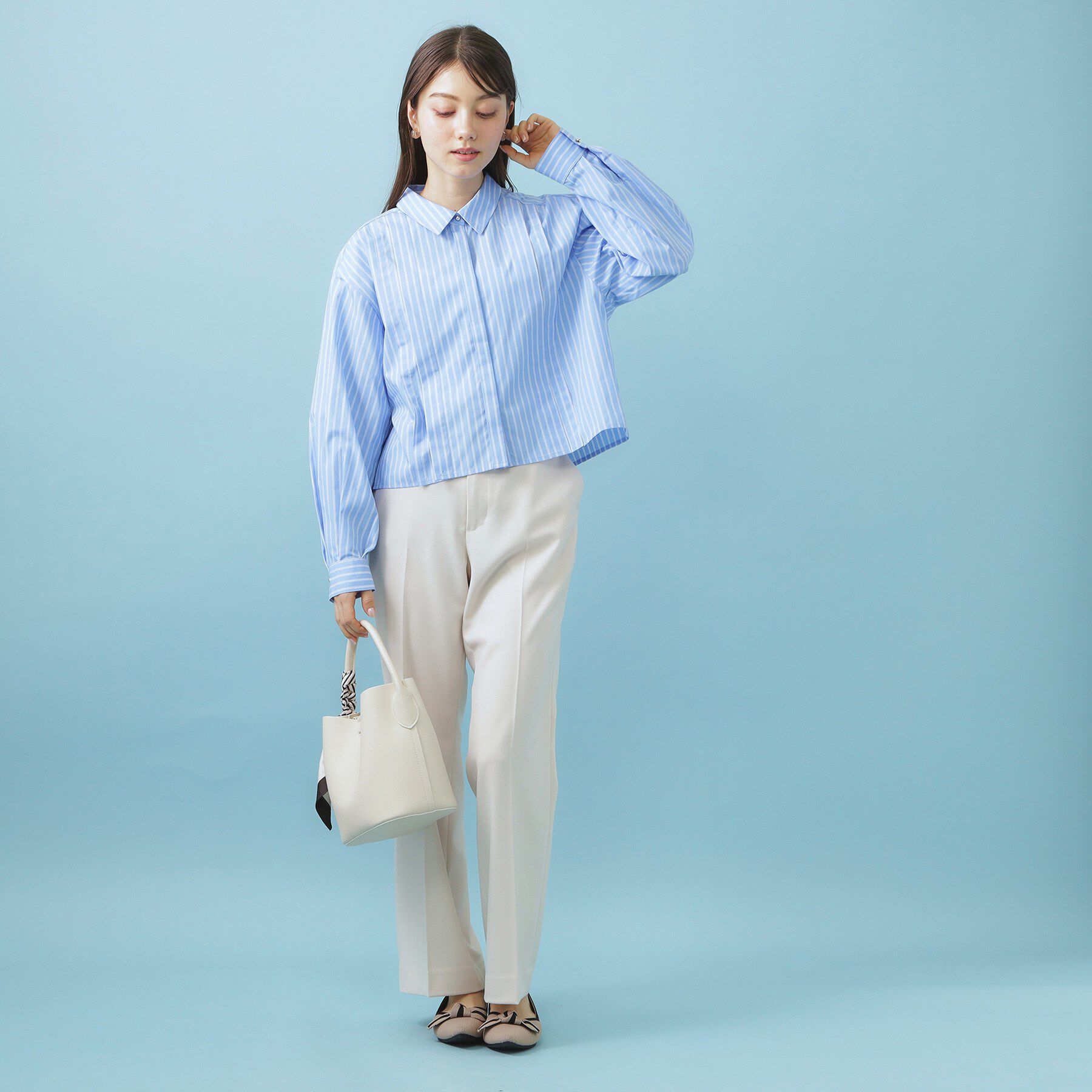 index「ブロード短丈タックシャツ【洗濯機OK】《5col》」|シャツ・ブラウス|