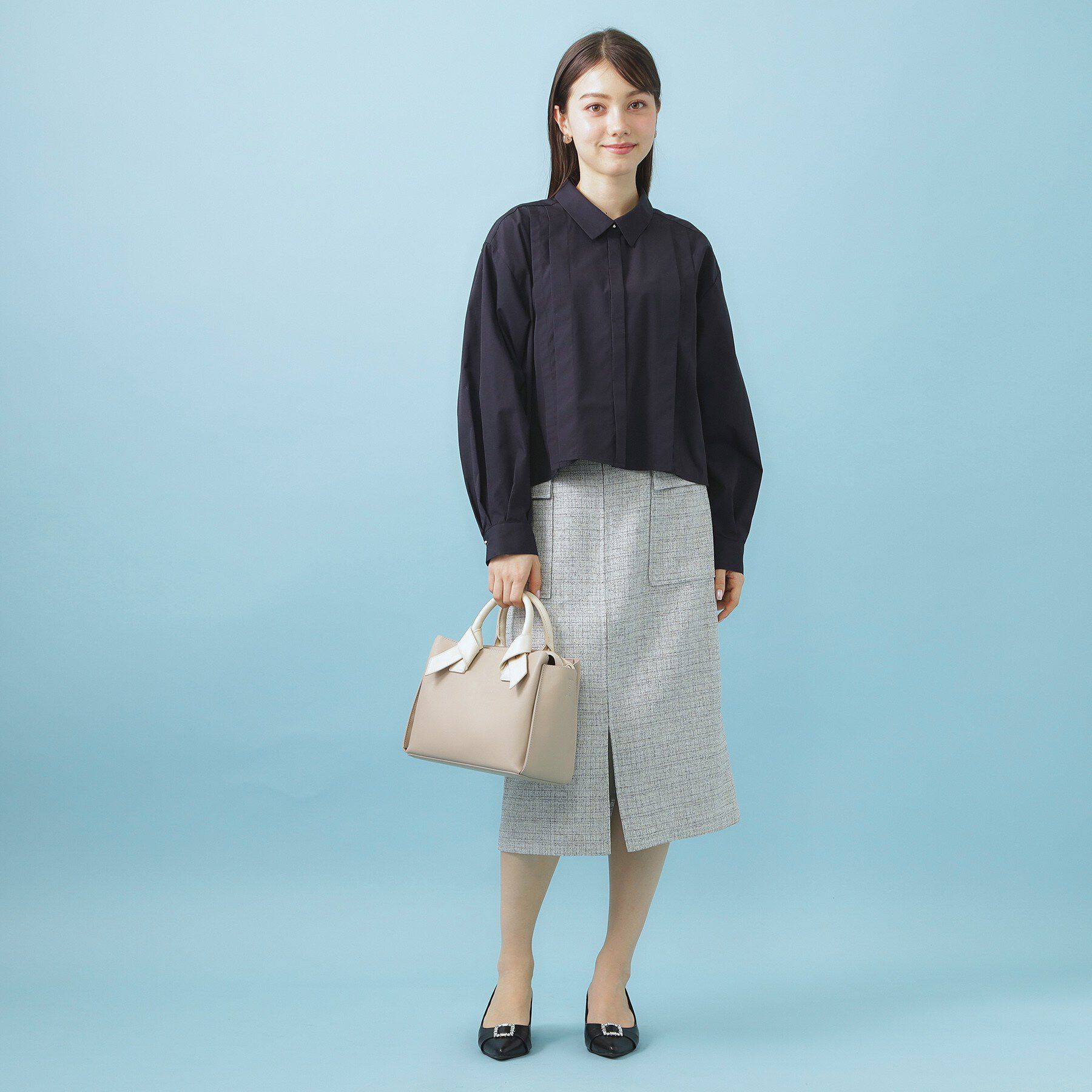 index「ブロード短丈タックシャツ【洗濯機OK】《5col》」|シャツ・ブラウス|