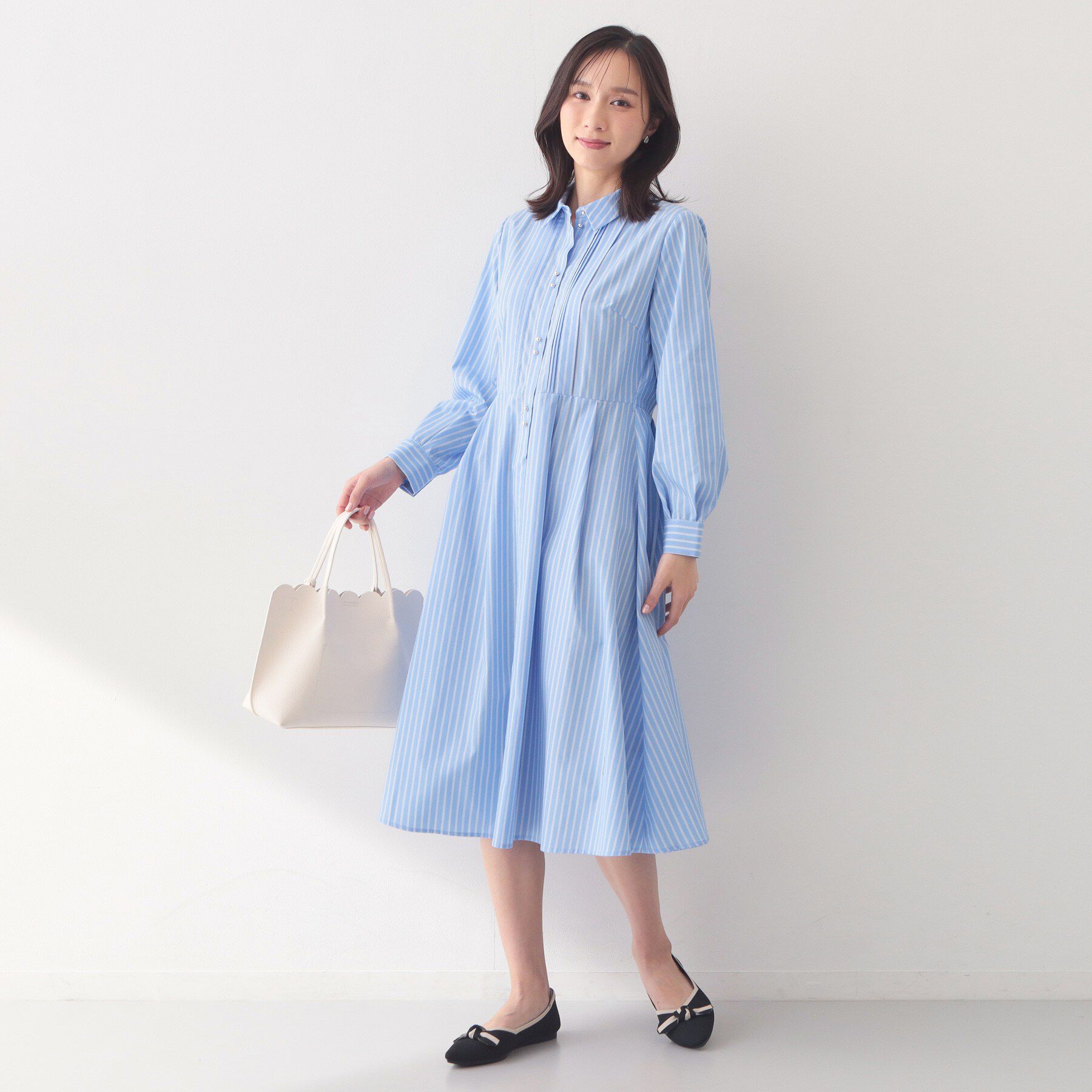 index「ベルト付きタックシャツワンピース【洗濯機OK/イージーアイロン】」|ワンピース|
