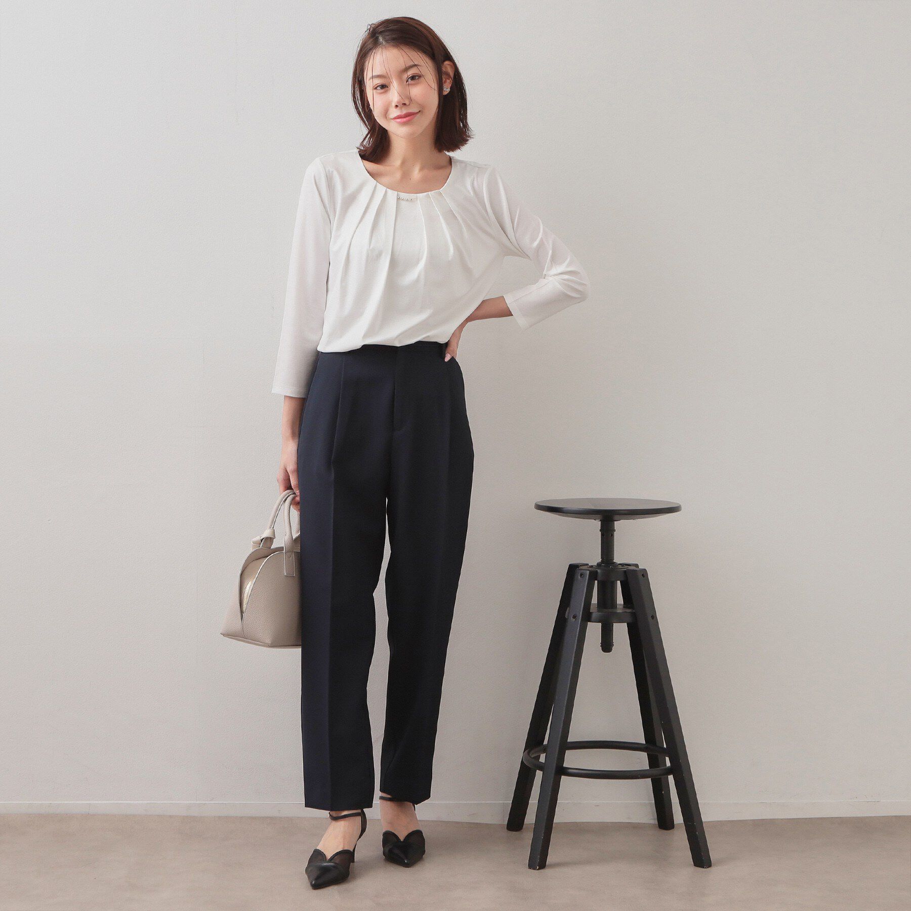 index「タックビジュー7分袖トップス【洗濯機可】」|Tシャツ・カットソー|